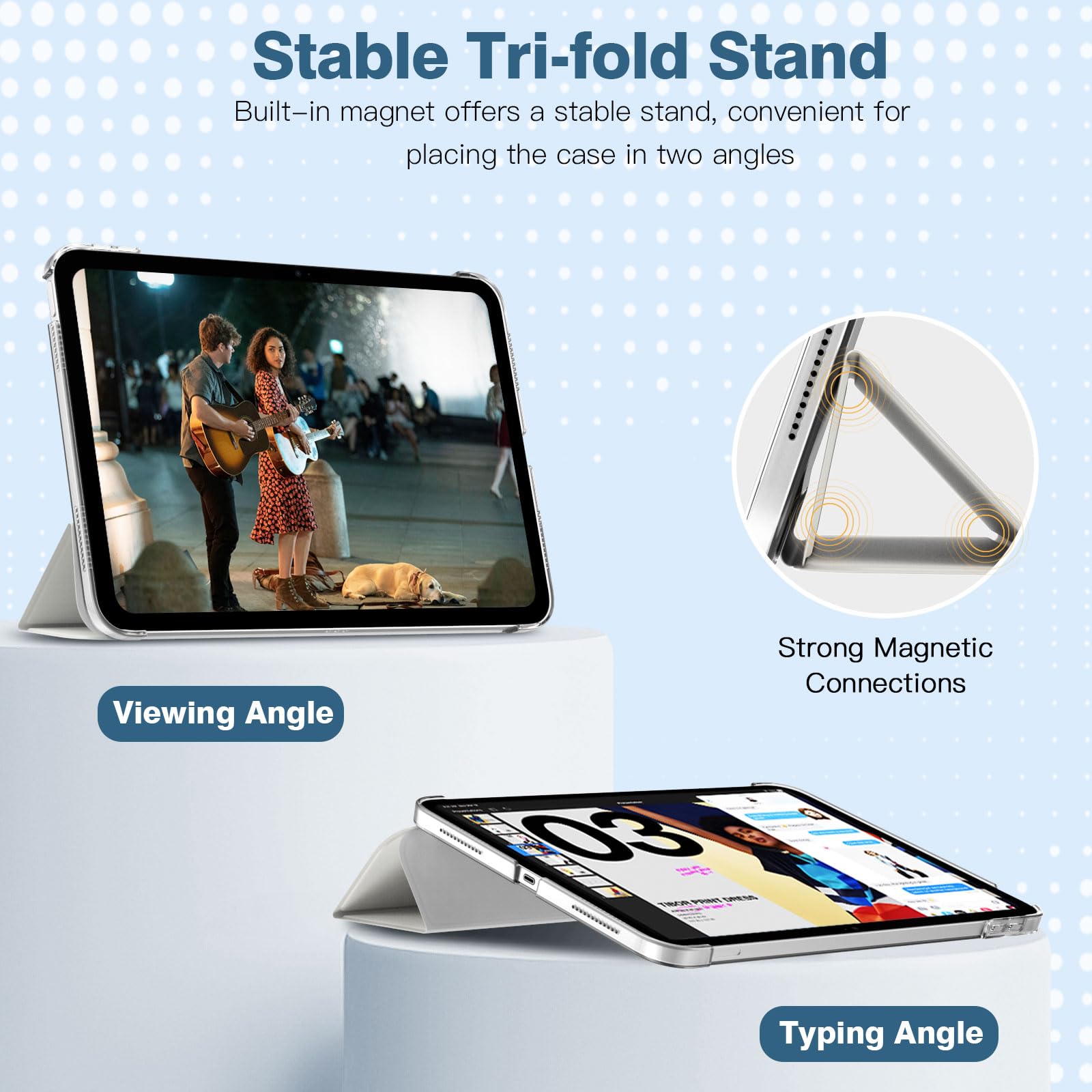 TiMOVO Cover Custodia Compatibile con iPad (A16) 11 Generazione 11 Pollici 2025/iPad 10 Generazione 10,9" 2022, Retro in PC Rigido Semi-Trasparente, Auto Sveglia/Sonno, Grigio Albicocca