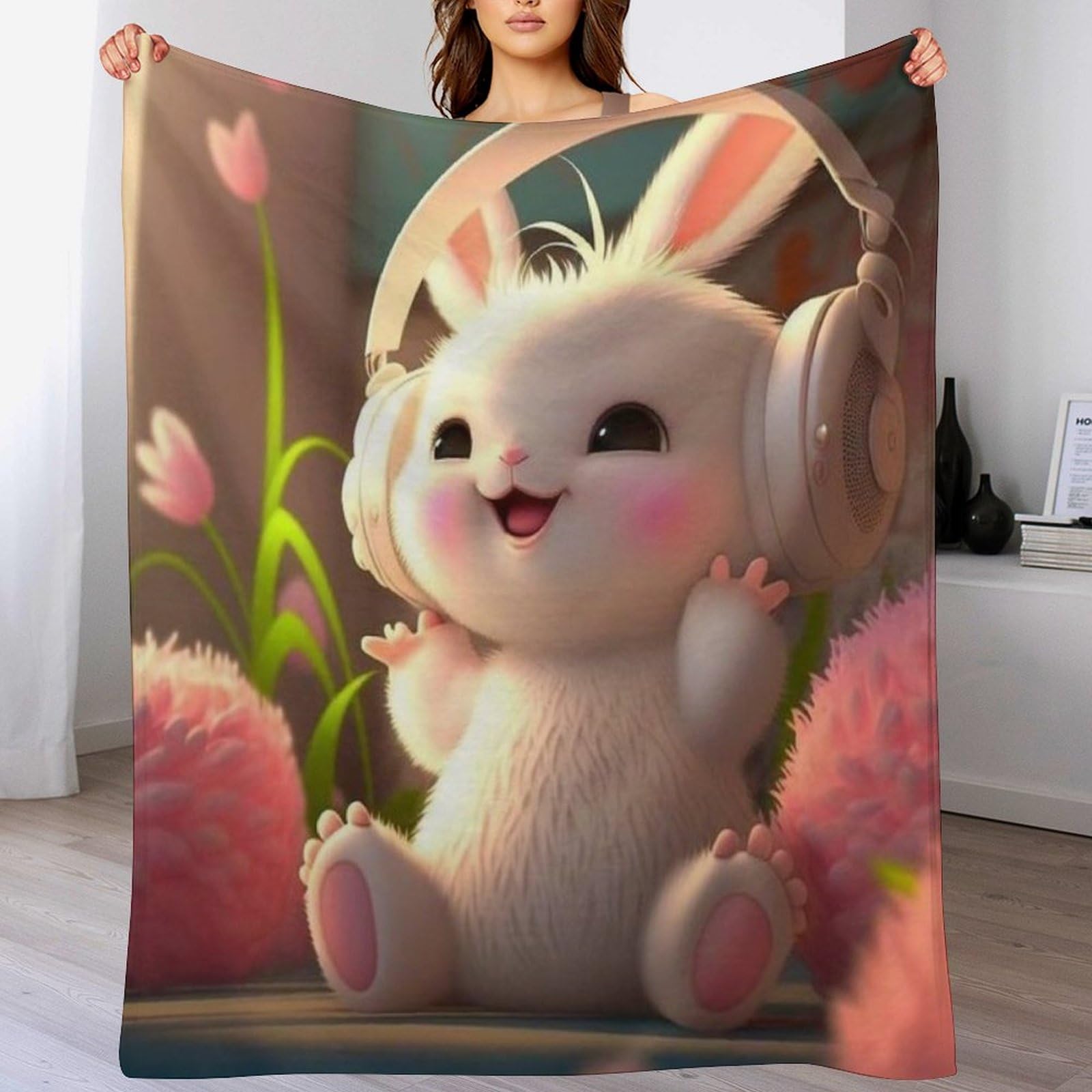 Couverture de salon idéale pour offrir un jeté de lit flannel doux lapin