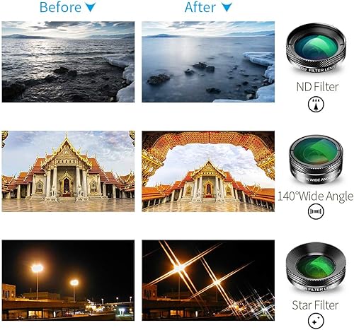 Miniatura 3 de Kit de lente de cámara de teléfono 6 en 1140 súper gran angular  lente marco 25X  lente ojo de 205Flente ND 32  lente de filtro de estrellas  CPL