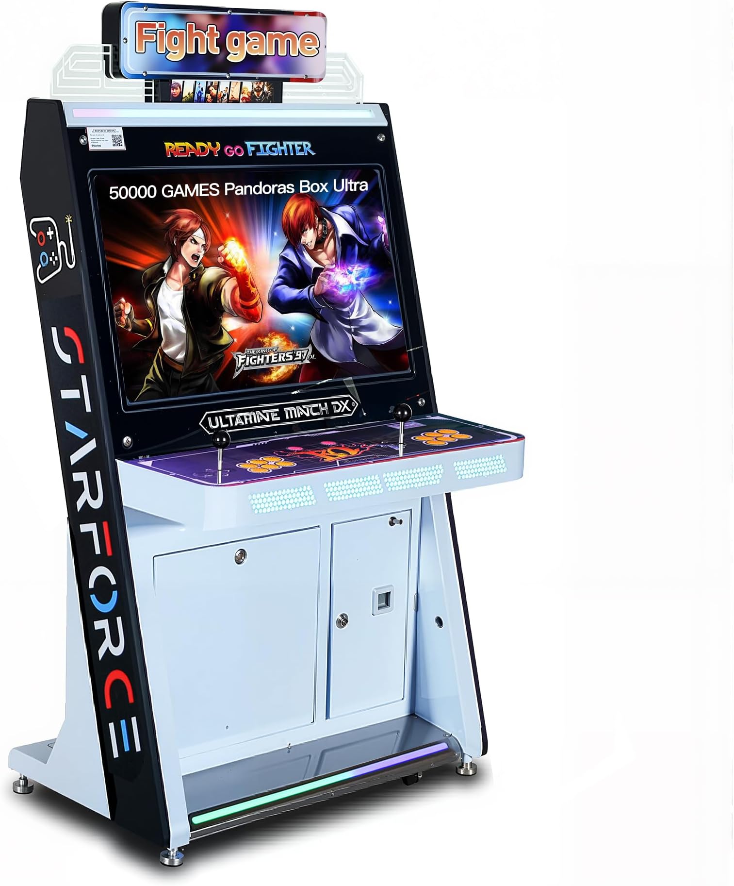 50,000 in 1 Games 32-inch Arcade Machine with 2 Player - Ultimate All-in-One Home Arcade Cabinet | Plug & Play | Fighting Games, Classics & More! (White)