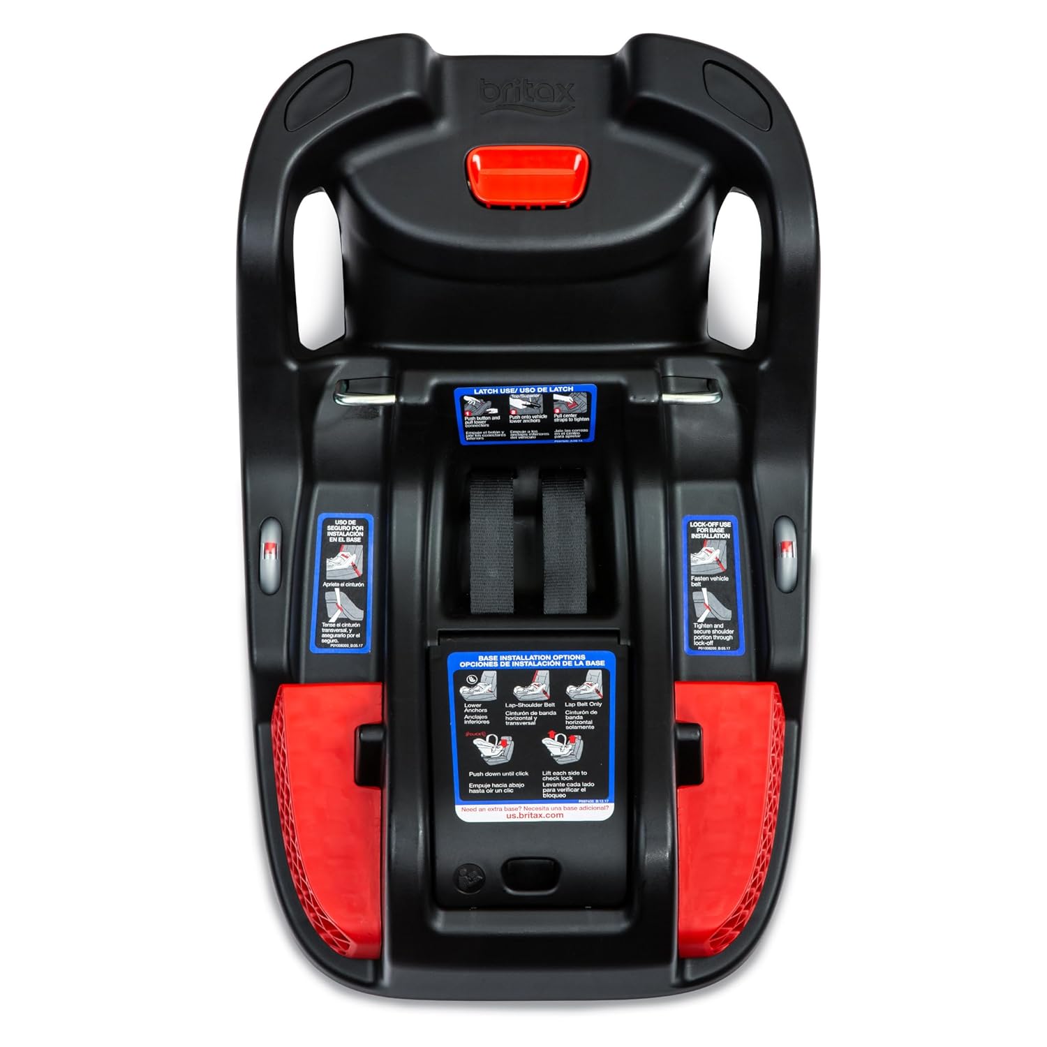 Britax Gen2 Infant Car Seat Base showing the vehicle belt route for installation.