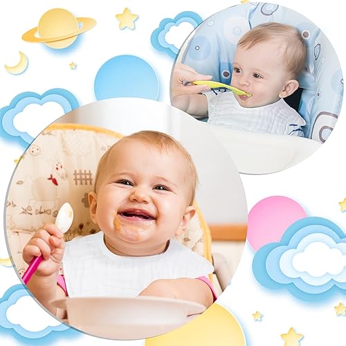 Miniatura 5 de Geyoga Baberos para bebé, 10 unidades, rotación de 360°, bandana de muselina para baberos, baberos de pétalos, baberos de gasa para eructos, babero