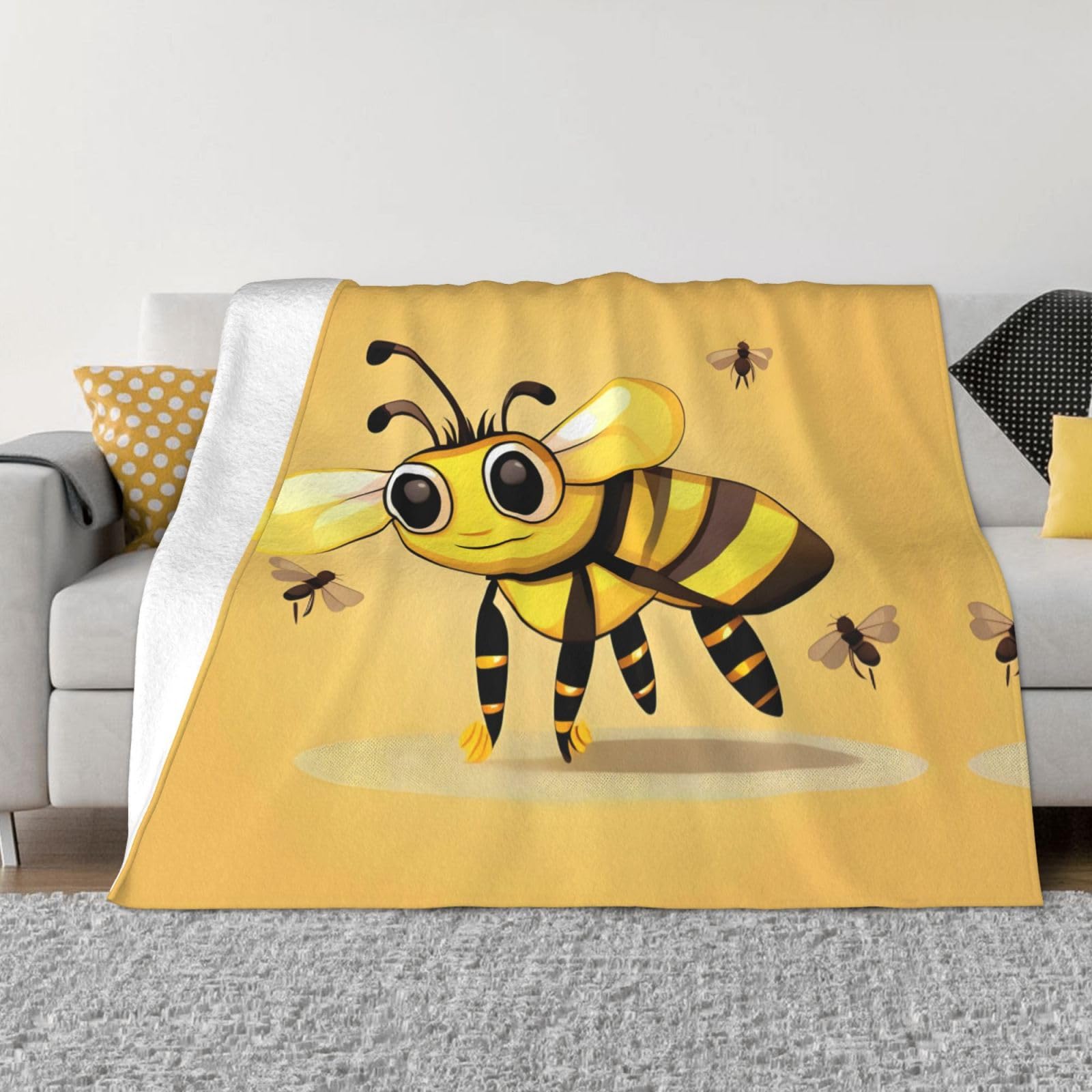 Couverture polaire abeille en flanelle : plaid idéal pour lit et canapé