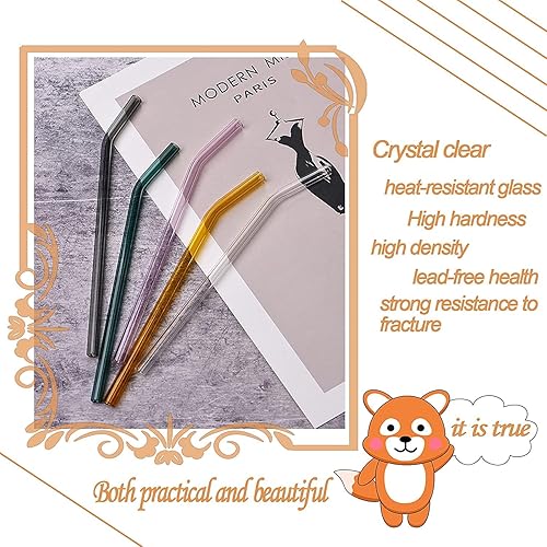 Miniatura 9 de Pajitas de vidrio reutilizables, pajitas de vidrio de colores, pajitas de vidrio saludables y seguras, pajitas transparentes y hermosas, 0.315 x