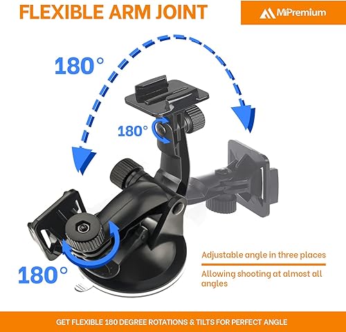 Miniatura 5 de MiPremium Soporte de ventosa para GoPro Hero 1312111098765433+2 GoPro Max, Hero+, sesión y otras cámaras de acción para parabrisas de automóvil y