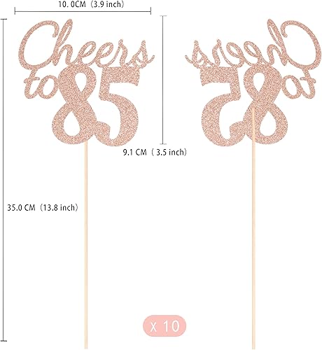 Miniatura 47 de Gexolenu Cheers to 40, paquete de 10 centros de mesa de cumpleaños de 40 cumpleaños con purpurina de color oro rosa de doble cara para mesas