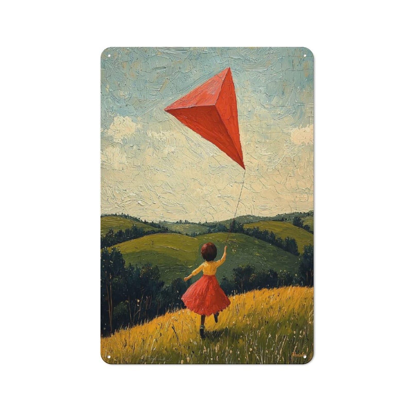 Junmoney Flying Free – Naïf Childhood Joy Art For Garden Room Or Summerhouse, Vintage Tin Sign 30X20cm, For Display In Garden Rooms And Summerhouses