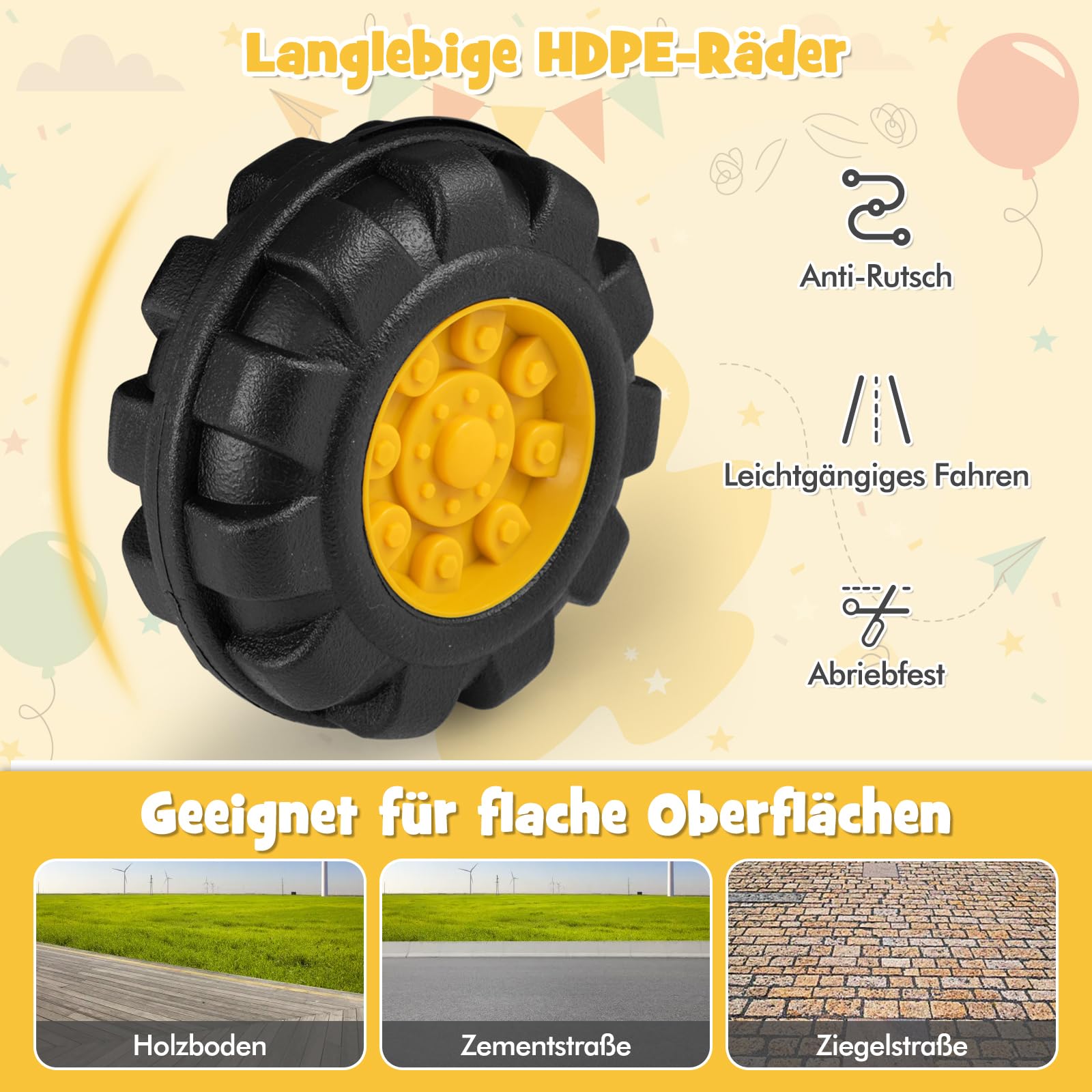 DREAMADE Kinder Sitzbagger, Aufsitzbagger mit Schutzhelm & 3 Spielsteine, Schaufel & Stauraum, Sandbagger mit Sound-Tasten, Bagger zum draufsitzen für Kinder ab 3 Jahren