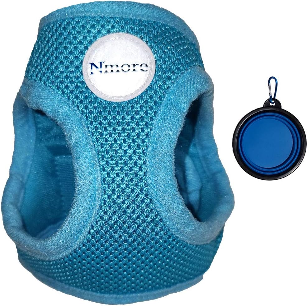 N'more Easy Step-in Soft Comfortable Mesh Dog Harness + Collapsible Dog Bowl, No Pulling, Choke Free Vest Harness for Small and Medium…