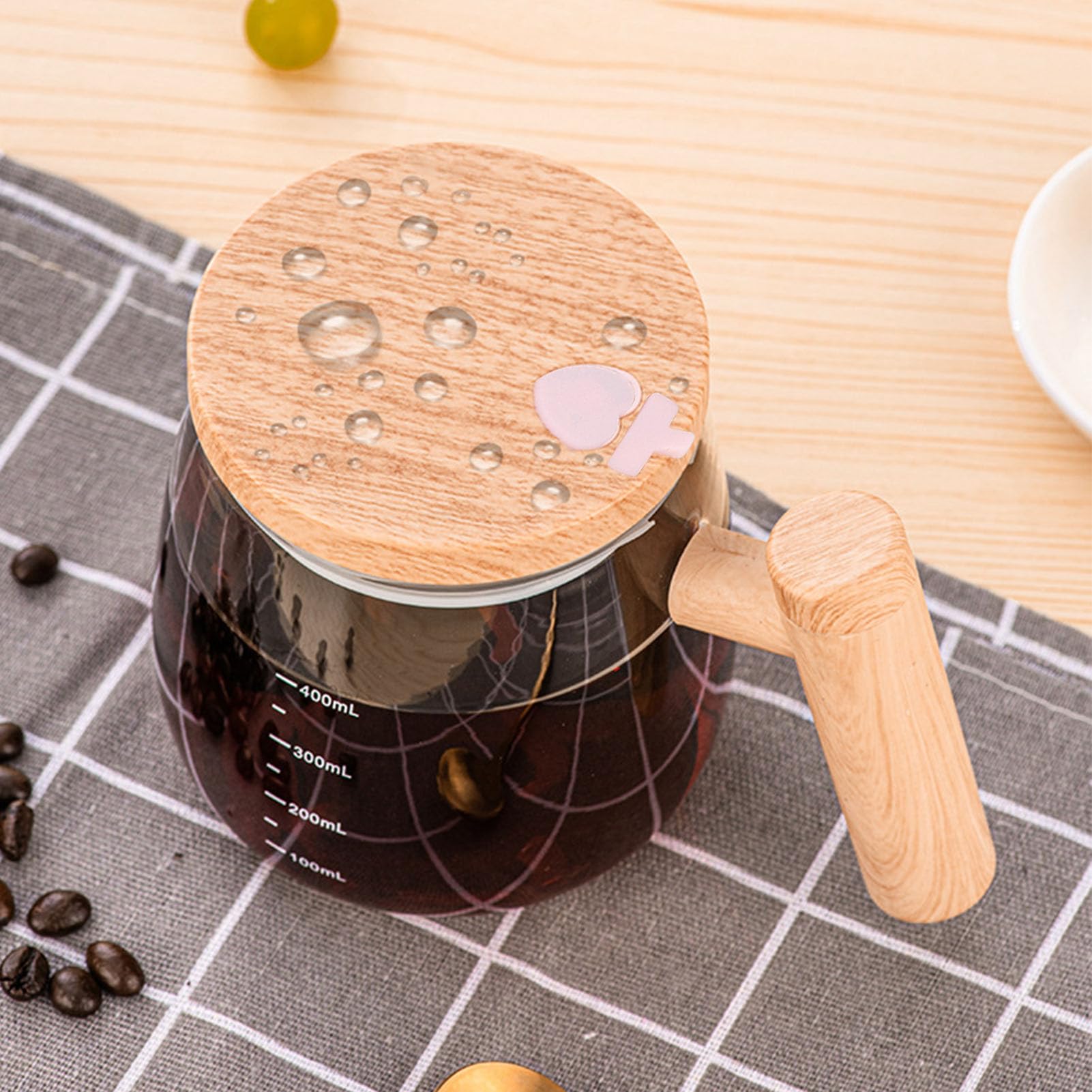 BTSEURY Coffee Cup, Glass Stirring Coffee Cup, Automatic Self Stirring Coffee Mug Electric Mixing Cup with Lid for Home Office Charging Type Transparent