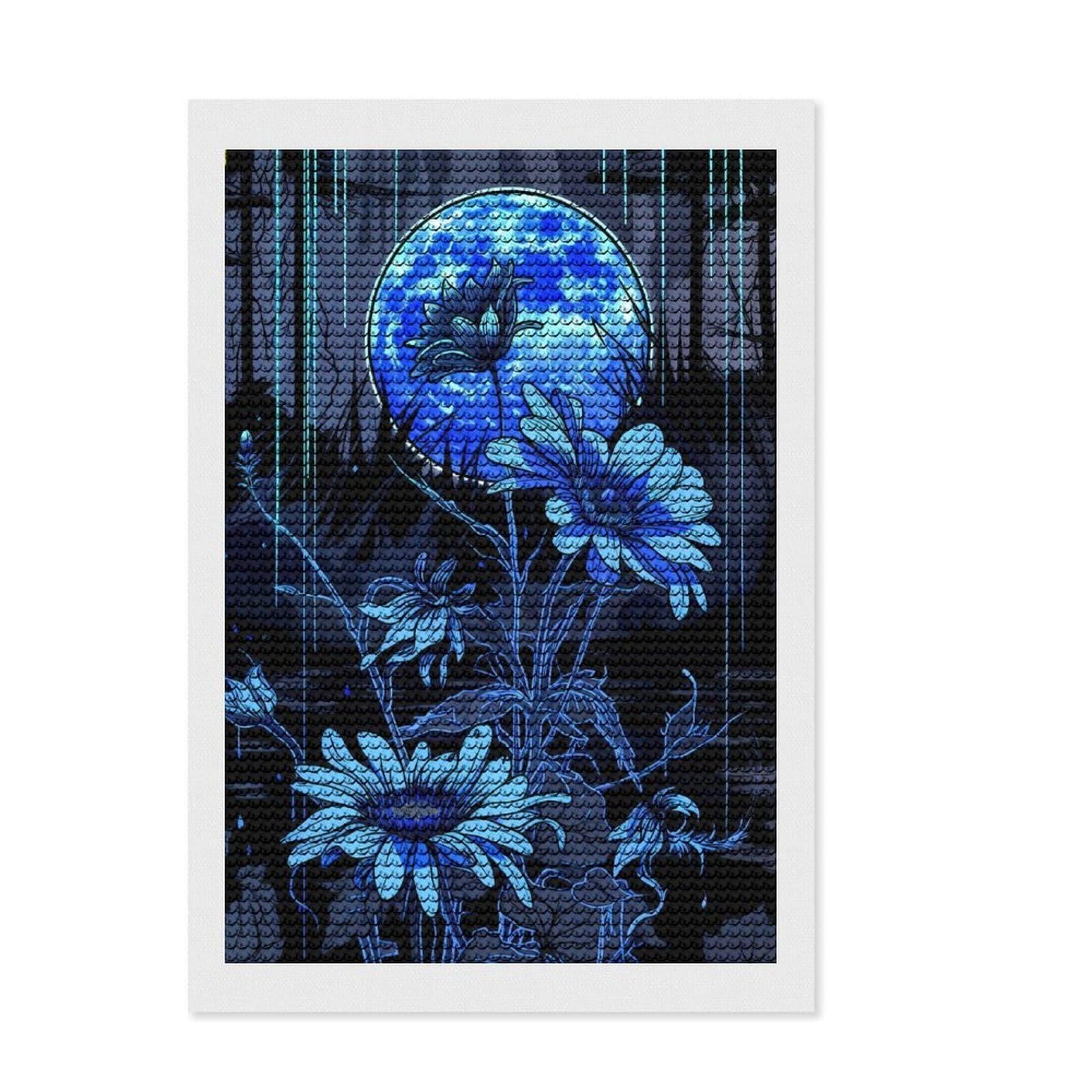 Junmoney Flower DIY Diamond Art Canvas Kit 8"x12", Aesthetic Room Decor, for Craft Lovers, Adhesive Canvas, Birthday Gift