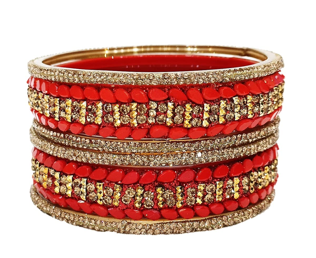 T4 Jewels Stylish Traditional Casual Party Cubic Zirconia Gemstone Kada Bangles For Women & Girls_Red_2.6 (B0BFP1SQZT) Amazon Price History, Amazon Price Tracker