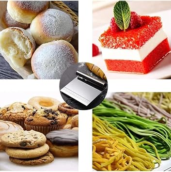 Paslanmaz Çelik Hamur Kesici ve Kazıyıcı, Ölçü Cetvelli, Ergonomik Silindir Saplı, Çok Amaçlı Mutfak Aleti