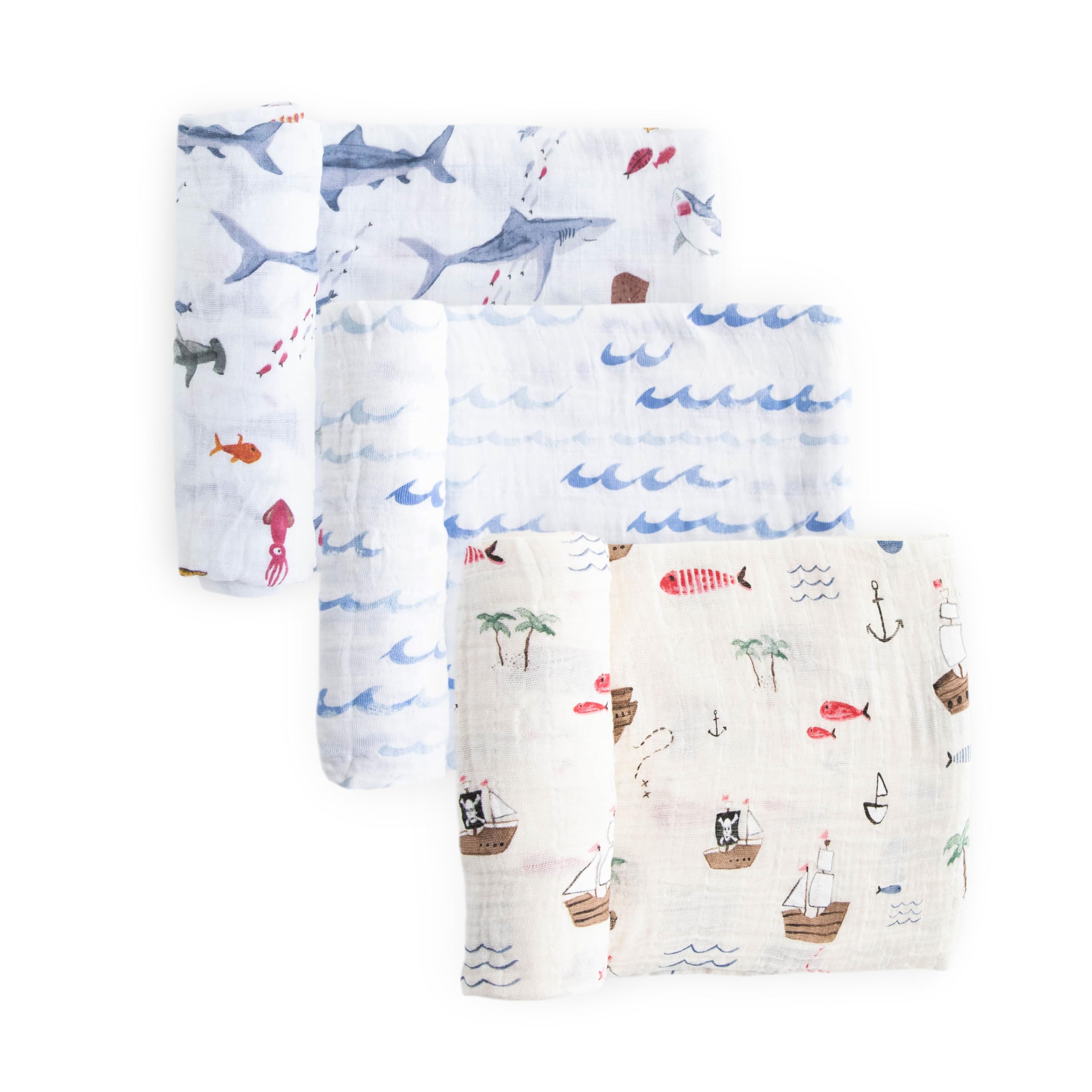 Little Unicorn Manta de muselina de alta calidad, paquete de 3 | para envolver, jugar, amamantar y más | Juego de 3 regalos (floral vintage)