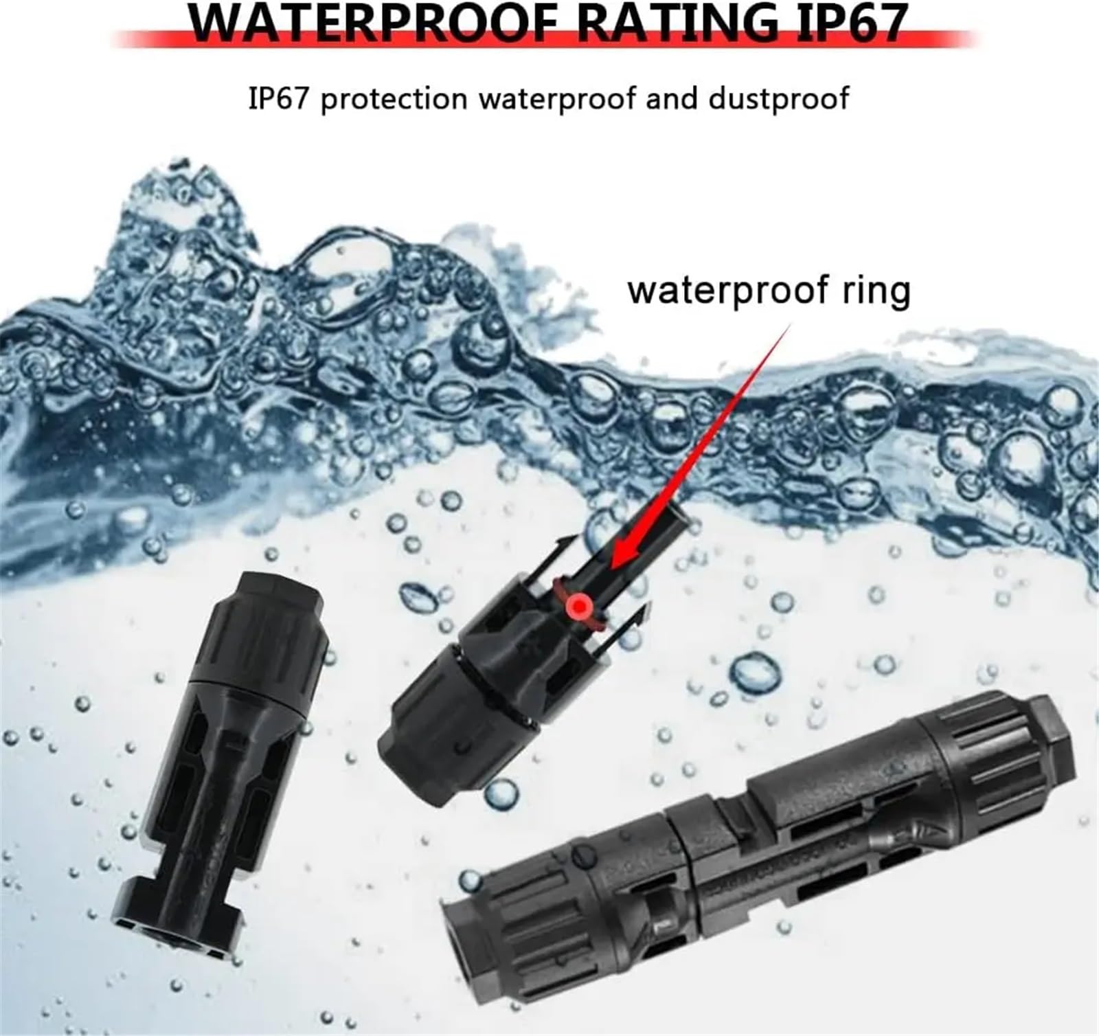 Złącze solarne (10AWG), 12 szt. złącza kabli do paneli słonecznych, adapter męski/żeński, IP68, 1000 V, 30 A, 10AWG, 12AWG, 14AWG, Waterpr, 6 szt