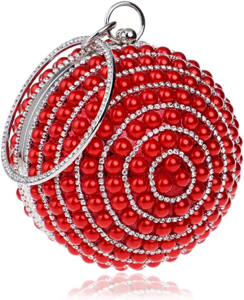 Women Pearls Handbag Luxury Rhinestone Beaded Clutch Prom Party Bags