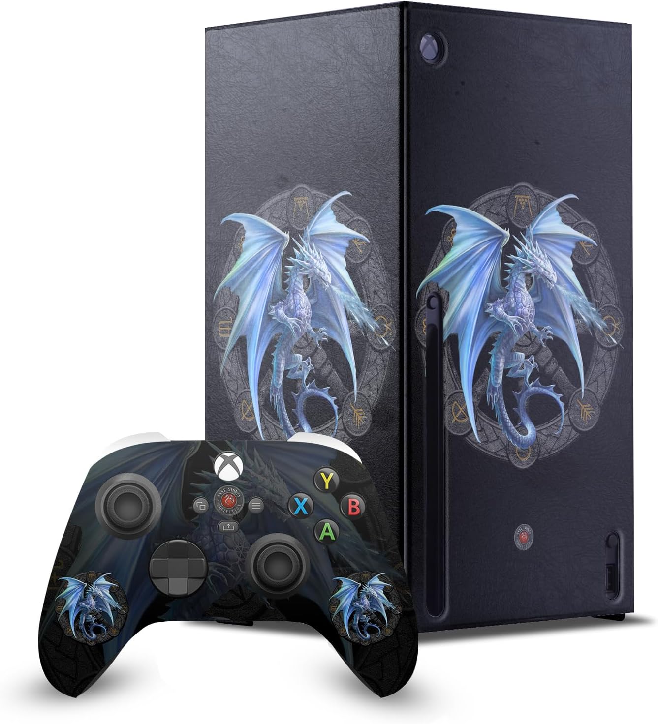 Head Case Designs Officially Licensed Anne Stokes Yule Winter Solstice Dragons Of The Sabbats Game Console Wrap and Game Controller Skin Bundle Compatible With Xbox Series X