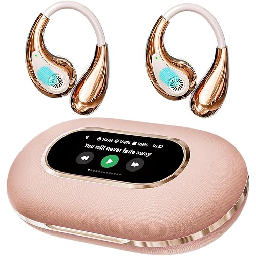 AI Translation Earbuds, Real-Time OWS Bluetooth Earphone, 3 in 1 Language Translator Headphone with LED Screen 140+ Languages Earphone fit iOS Android Ideal for Travel Business Gift (Pink)
