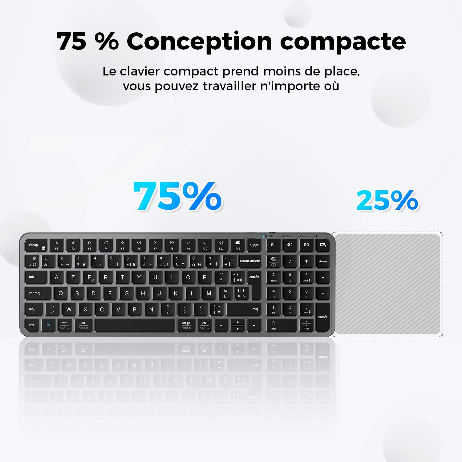 iClever Clavier Bluetooth, Clavier sans Fil, Gris