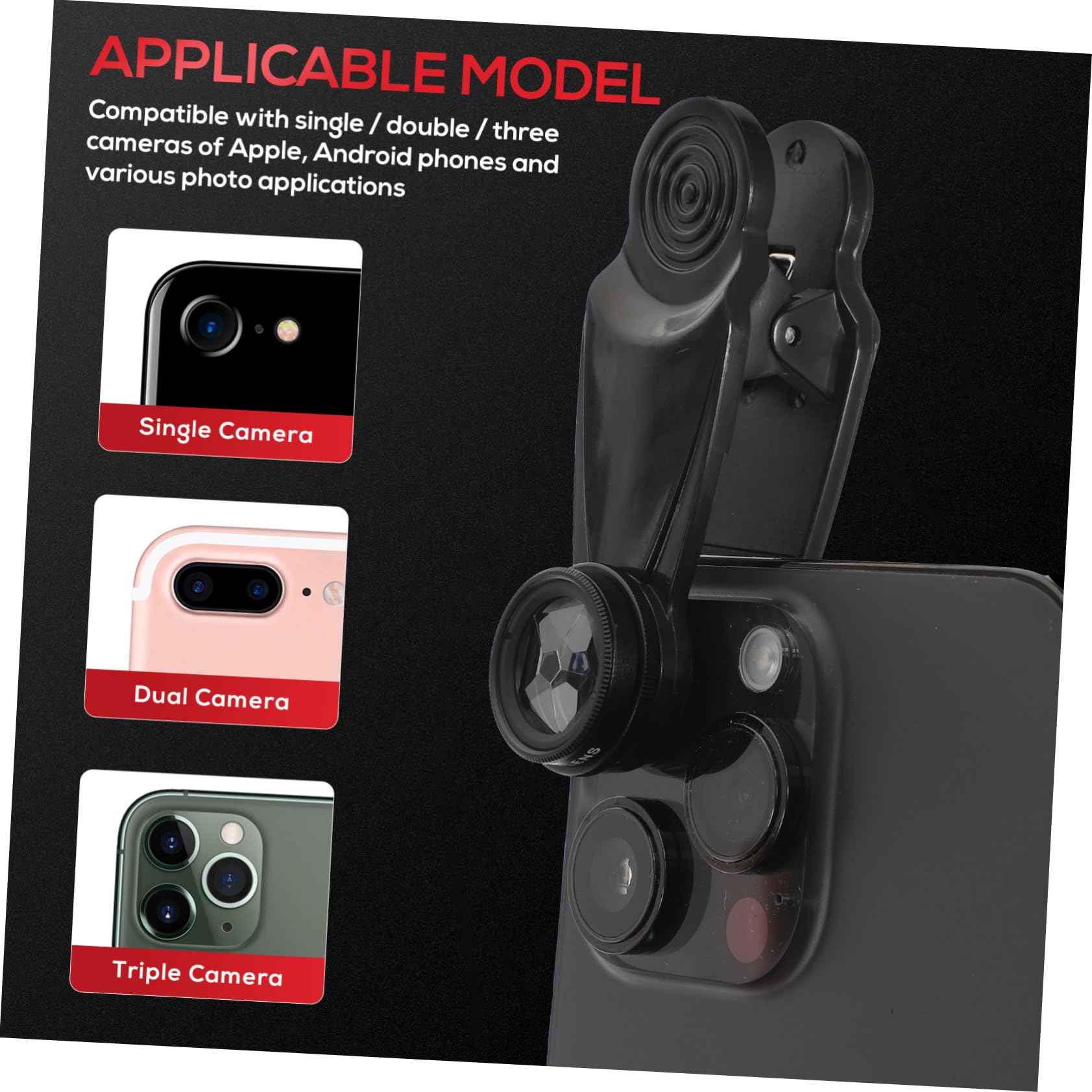 1set Kit Obiettivi Per Smartphone Lenti Grandangolari Macro e Fisheye Compatibili e Effetti Creativi Facile Installare e Utilizzare