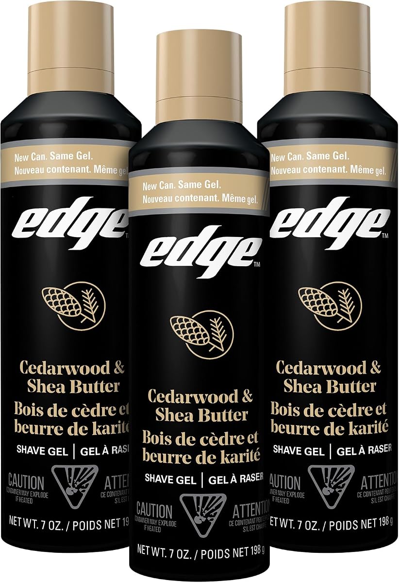 Edge Shave Gel for Men, Cedarwood & Shea Butter, 7oz (3 Pack) - Shaving Gel For Men That Moisturizes, Protects and Soothes To Help Reduce Skin Irritation (Packaging May Vary)