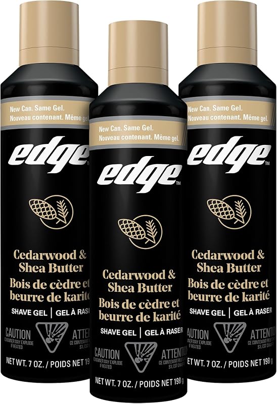 Edge Shave Gel for Men, Cedarwood & Shea Butter, 7oz (3 Pack) - Shaving Gel For Men That Moisturizes, Protects and Soothes To Help Reduce Skin Irritation (Packaging May Vary)