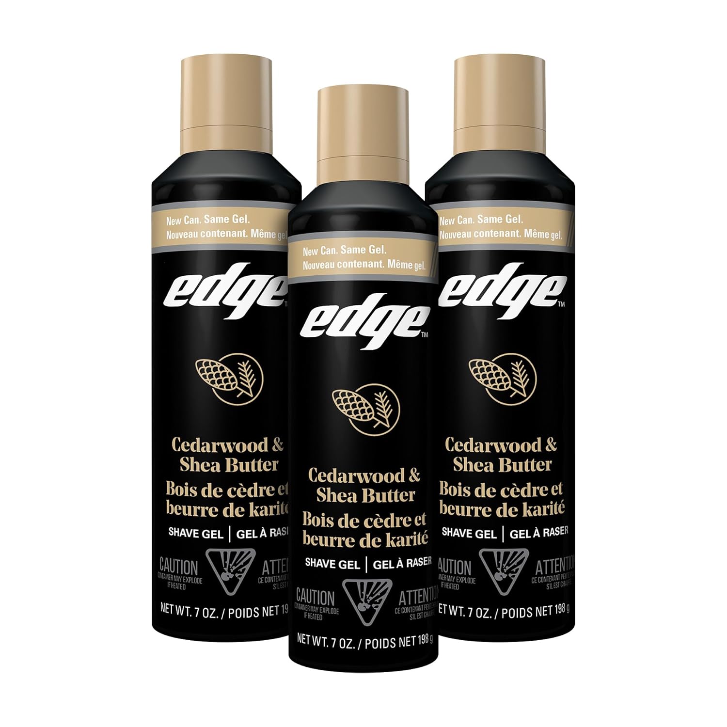Edge Shave Gel for Men Cedarwood & Shea Butter 7oz 3-Pack - Moisturizes, Protects & Soothes Skin, Reduces Irritation