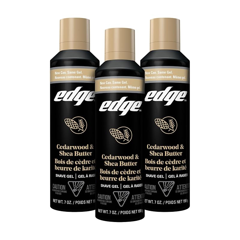 Edge Gel de Barbear Masculino com Cedro e Manteiga de Karité, Pacote com 3