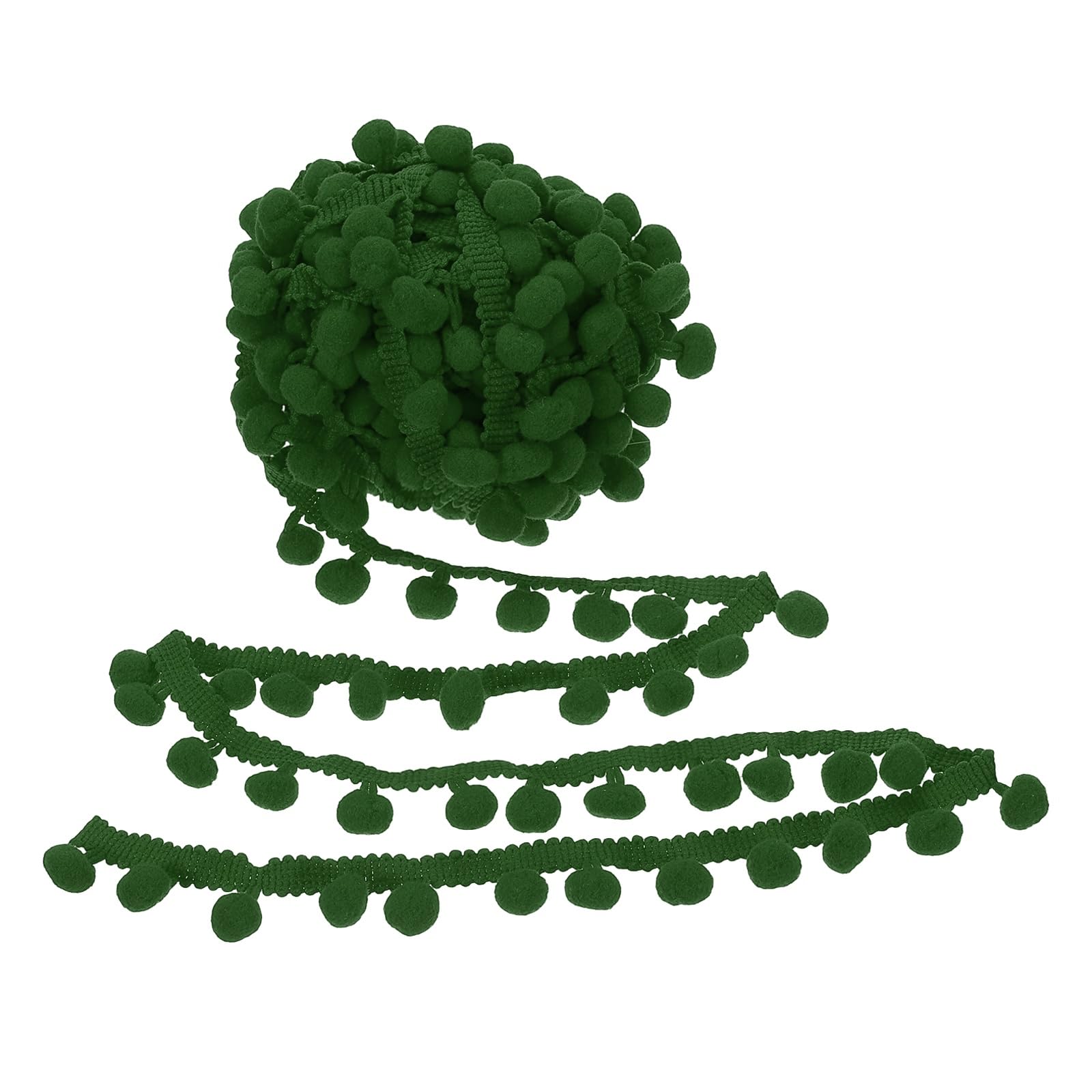 PATIKIL 10 Yard x 1 Inch Pom Pom Ball Fringe Trim, 1 Roll Embroidered Pompoms Trim Ribbon Mini Ball Tassel Lace Accessory for Sewing DIY Crafts Home Curtain Decoration, Olive Green