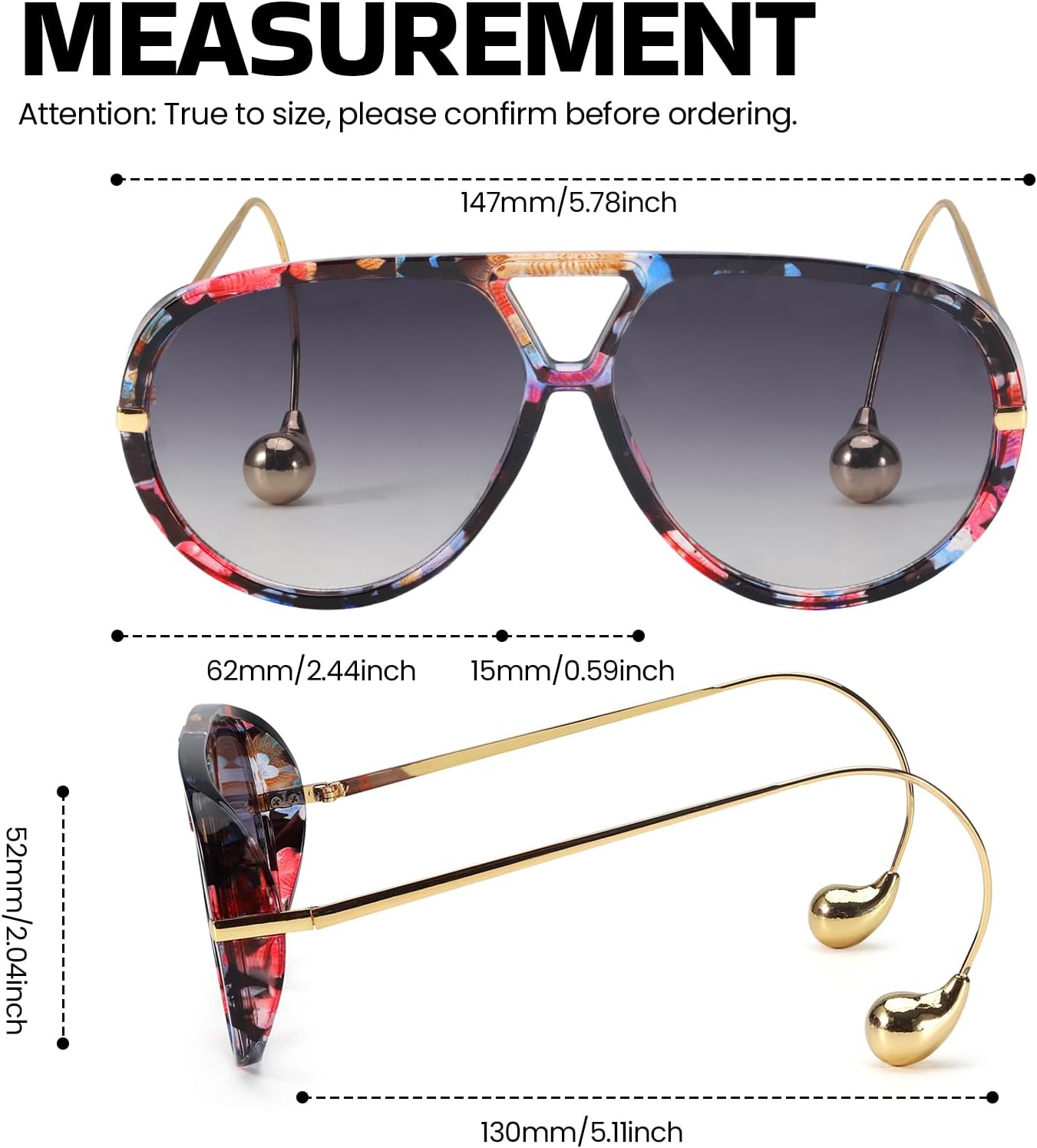 SODQW Oversized Aviator Sunglasses for Women With Earring Trendy Large Big XL Size 2026 Designer Ladies Shades - Image 5