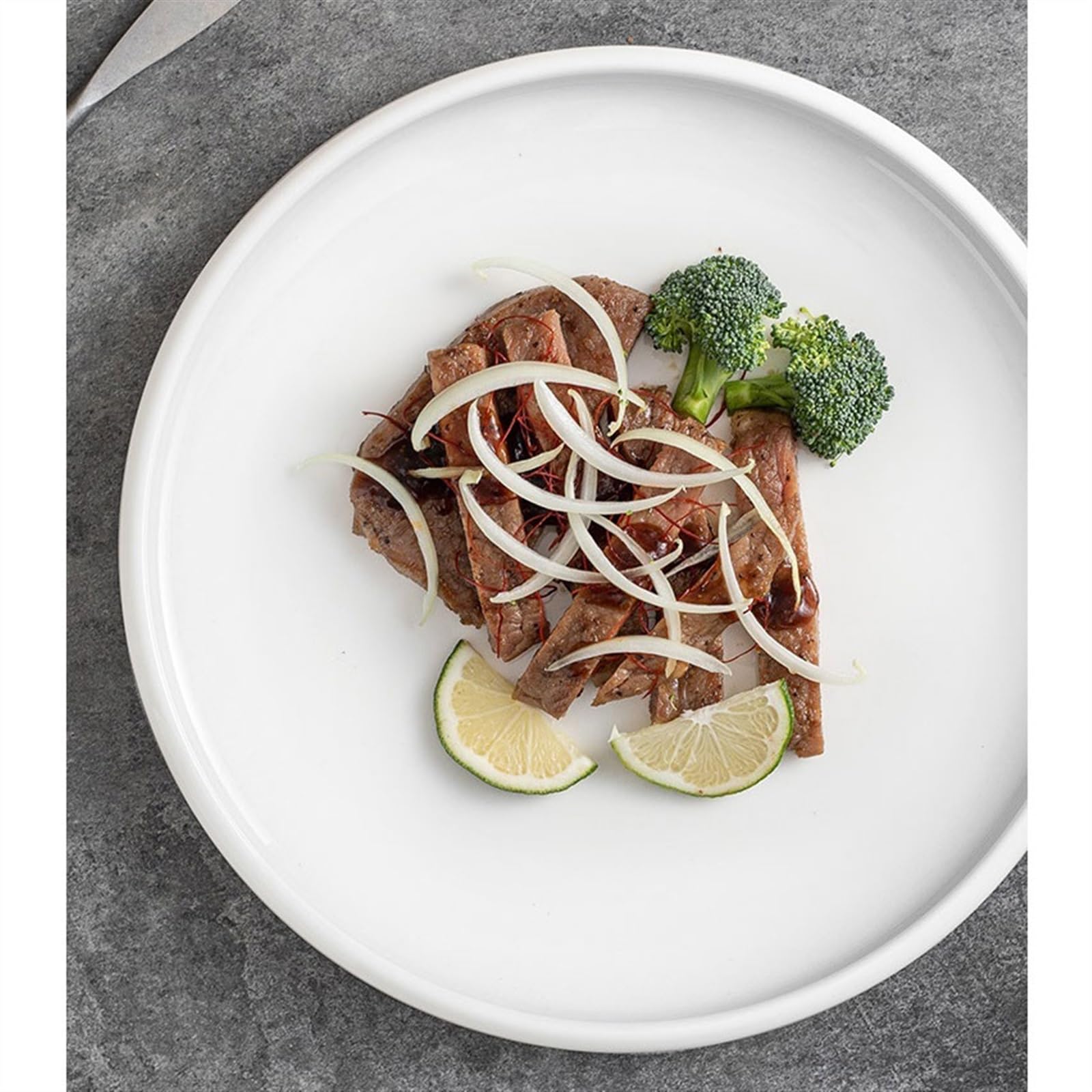 Servizio da tavola Piatto di verdure in ceramica Piatto da pranzo di alta qualità for uso domestico Piatto da buffet di alto valore Stoviglie squisite commerciali Servizio di piatti(Bianco,12 inch)