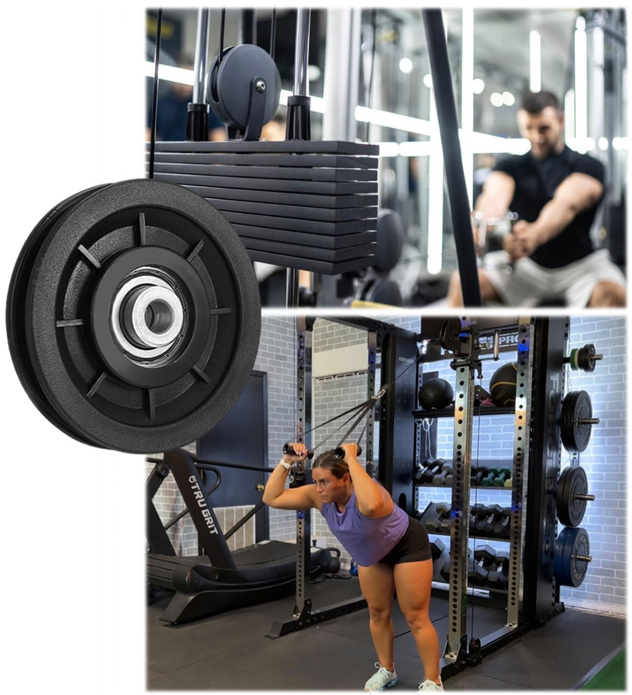 NC Puleggia da 90 mm, puleggia, 2 Pezzi puleggia Universale per Cuscinetti da Palestra Attrezzatura per Il Fitness Pezzo di Ricambio per Garage Porta Cavo Macchina puleggia a Fune