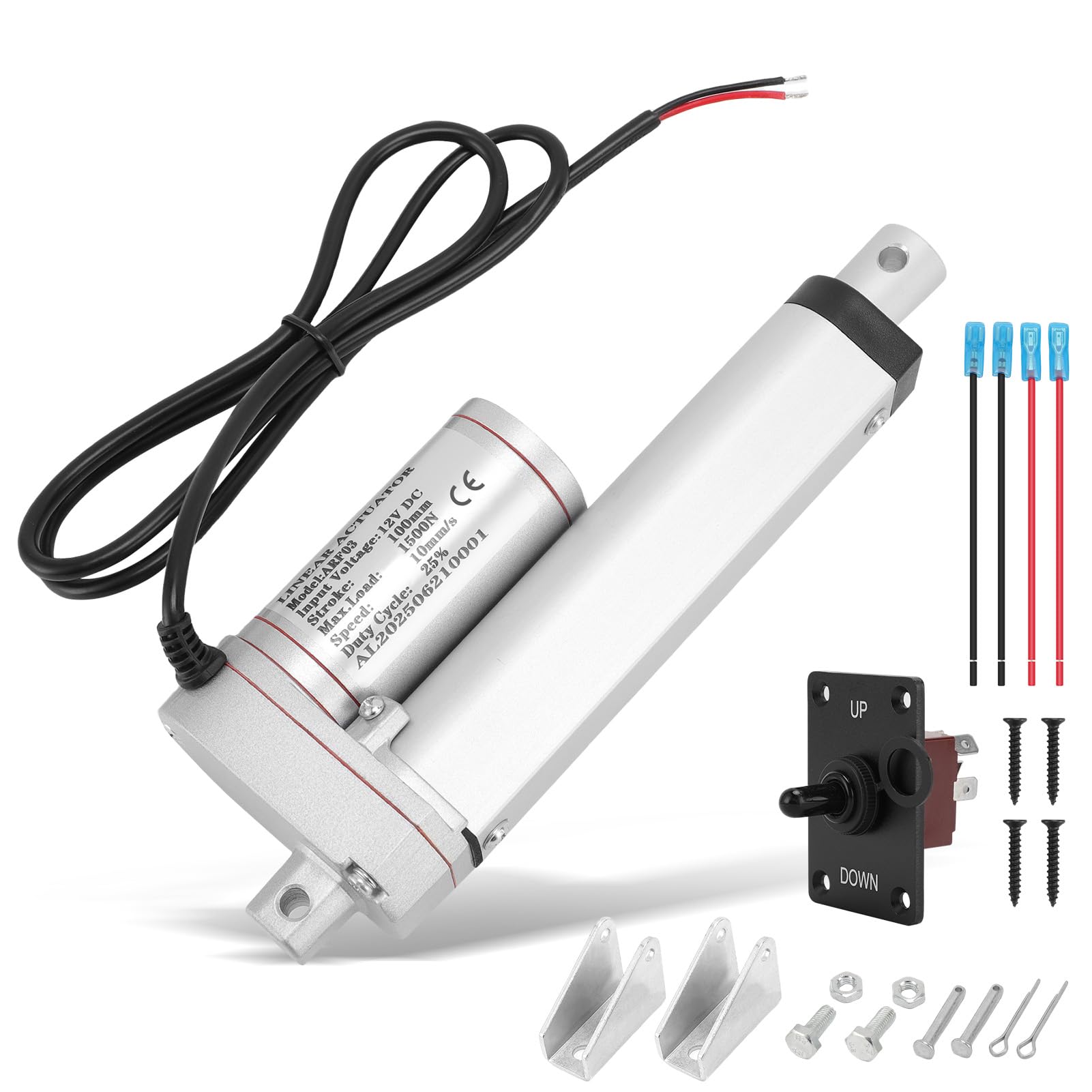 1500 N attuatore lineare DC 12 V cilindro elettrico Set con interruttore manuale IP65 10 mm/s motore di sollevamento per aprifinestra, divani elettrici, letti per porte, impianti industriali