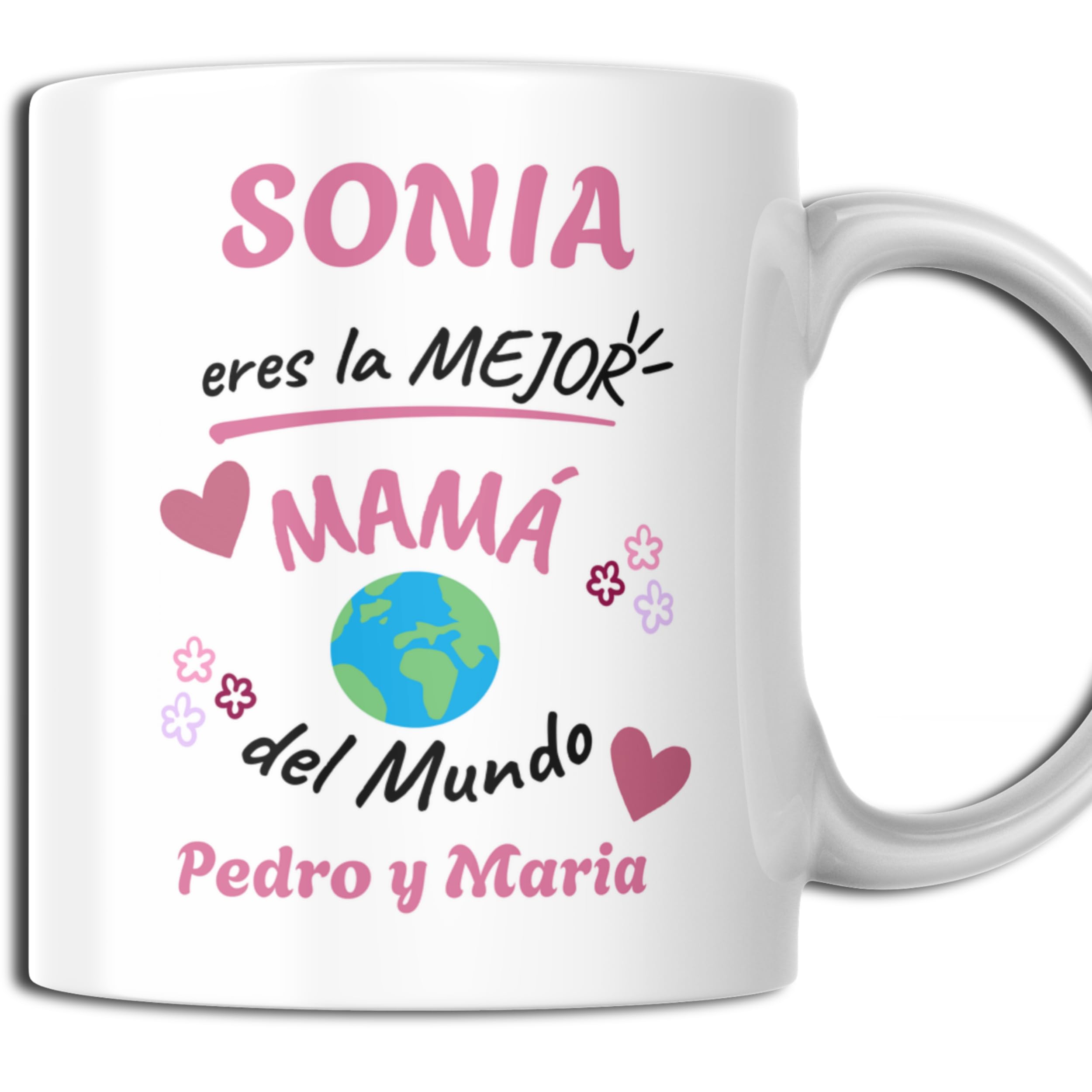 Taza Mama Con Frase y Nombre | 350ml - Calidad AAA+ | Regalos Día De La Madre, Taza Madre Divertida, Taza Personalizada Con Nombre, Regalos Para Madres, Taza Personalizada, Dia De La Madre (ROSA)