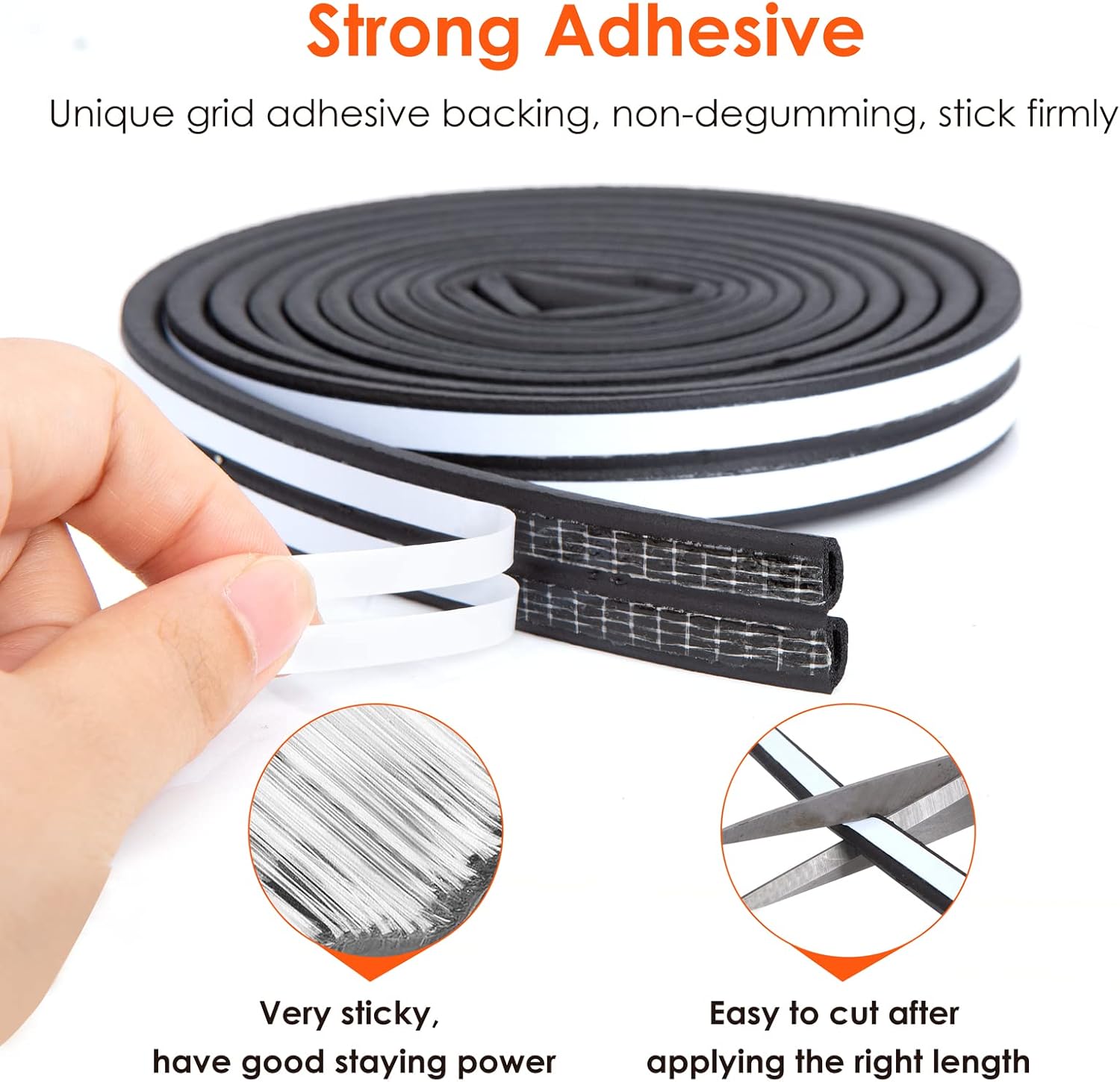 33 Feet Long Weather Stripping Seal Strip for Doors/Windows, Self-Adhesive Backing Seals Large Gap Seal Strip by YOUSHARES (33 Ft/10m, Black)