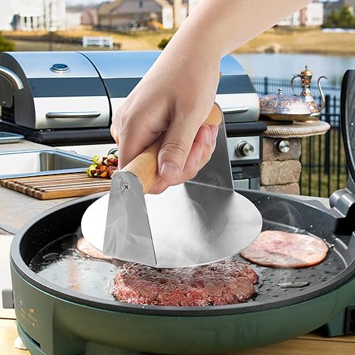 Miniatura 7 de ALLTOP Smash - Prensa de hamburguesas antiadherente de acero inoxidable para plancha de parte superior plana, parrilla, barbacoa, cocina, accesorio