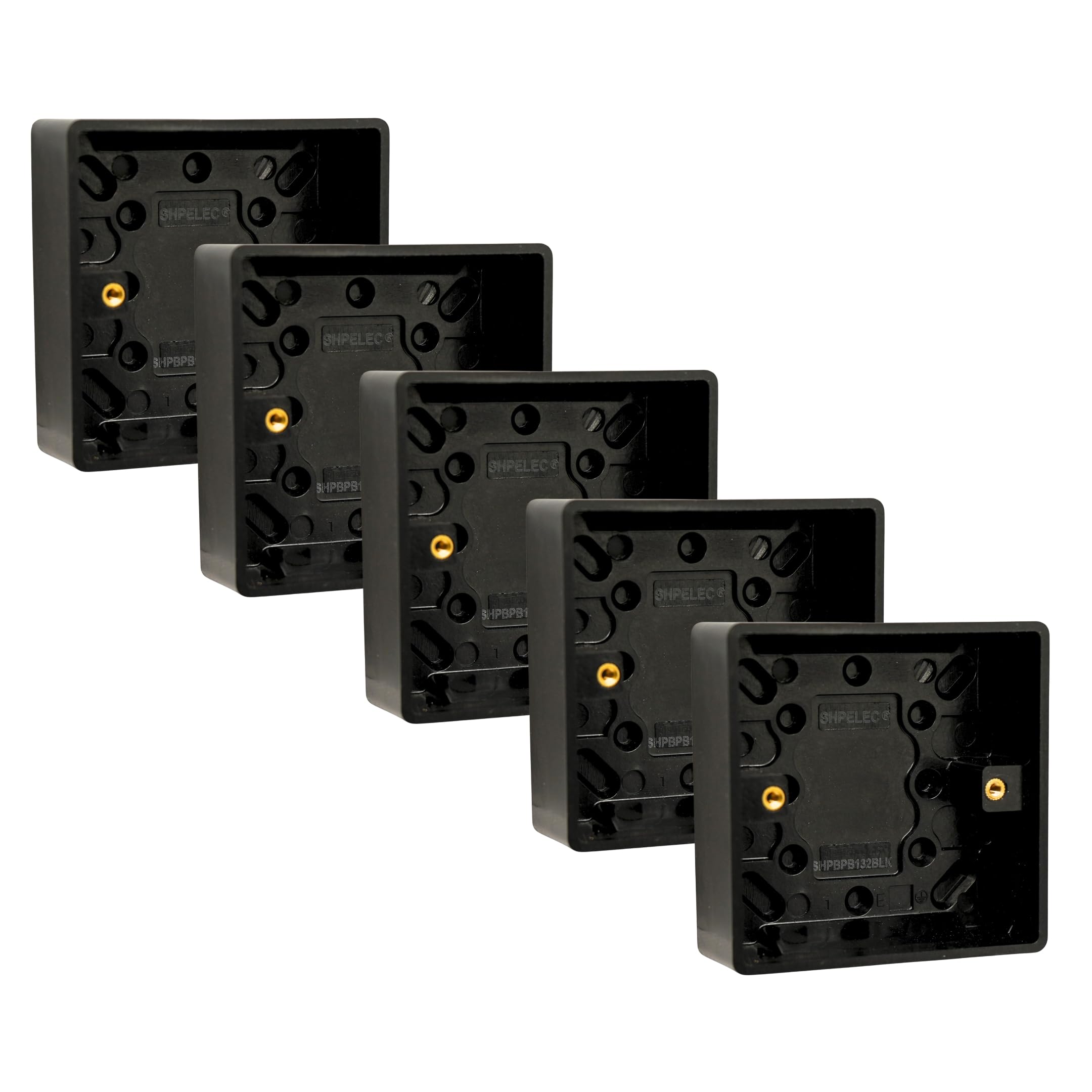 SHPELEC® Matt Black Screwless Sockets & Switches – Ultra Slim 4mm Thin Plate Steel – Modern Screwless Faceplate – Premium Black Wiring Accessories Range (1 Gang 25mm Pattress Box, 5 PACK) — image 1