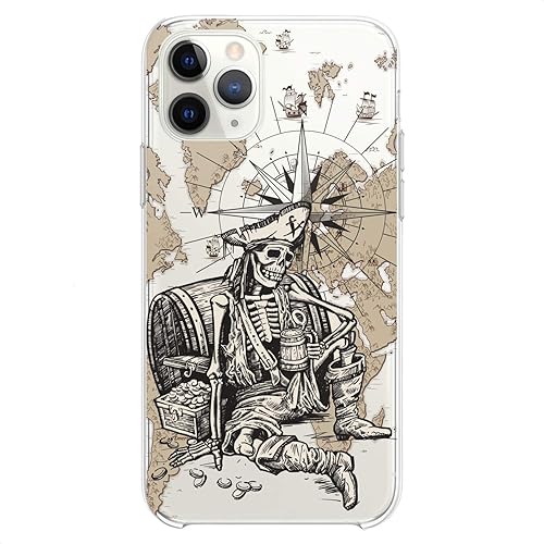 Cavka Funda de TPU compatible con iPhone 16e 15 14 13 12 11 Pro Max Plus Mini Xs Xr X 8 7 6 5 SE Dead Pirate Clear Traveling Ghost of Ocean Cute