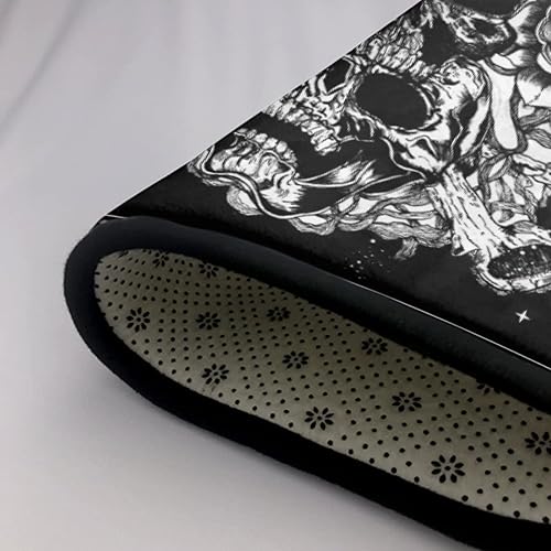 Miniatura 7 de Alfombra decorativa para interiores y exteriores, 60 x 39 pulgadas (diseño de calavera blanca y negra, polilla, esqueleto, mandala, luna, estrella)