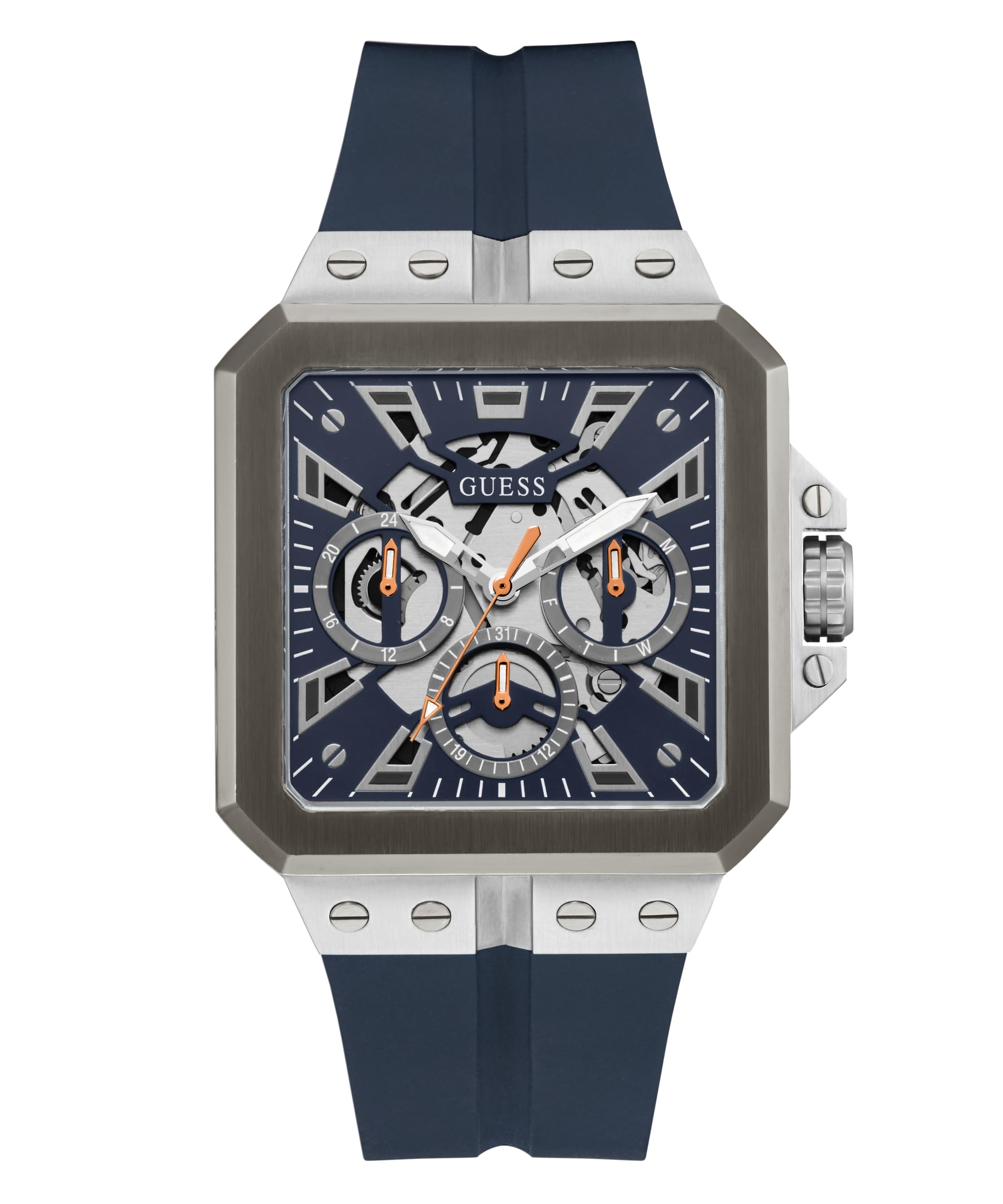 GUESS Silicone Men 42Mm Analog Watch - Navy Strap Navy Dial Silver Tone Case, Blue Band (B0CCPFLHWY) Amazon Price History, Amazon Price Tracker