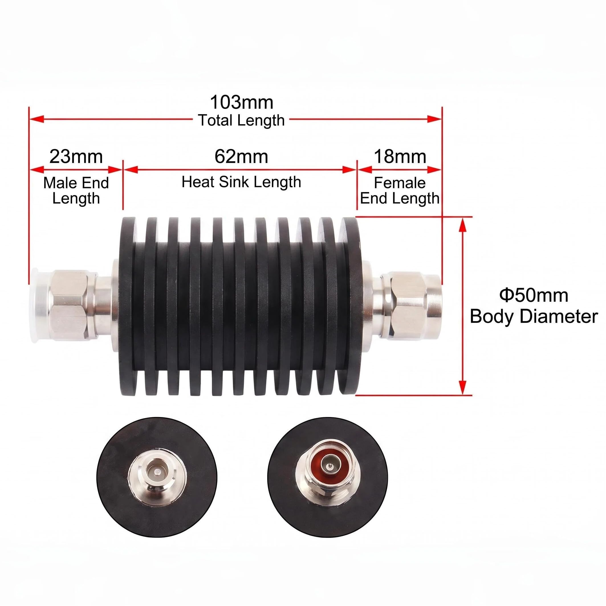 BECEN 50 W N RF atenuador Fijo 3 GHz Conector 1-40 dB Puede Elegir(6dB)