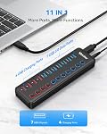 Powered USB 3.0 Hub, WENTER 11-Port USB Data Hub Splitter with Individual On/Off Switches and 12V/3A Power Adapter for MacBook,Mac Pro/Mini and More(7 USB3.0 Ports + 4 Charging Ports)
