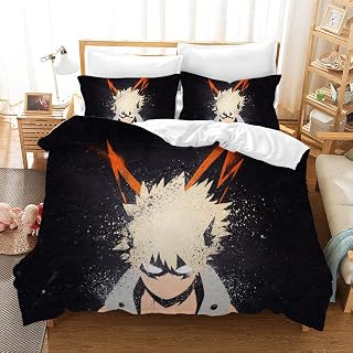 PTNQAZ Anime My Hero Academia Bedding Set Kids Children Duvet Covers Sets With Pillowcases Cartoon Home Textile Decor Bedclothes Bed Linen For Boys (NO Sheet) (Double)