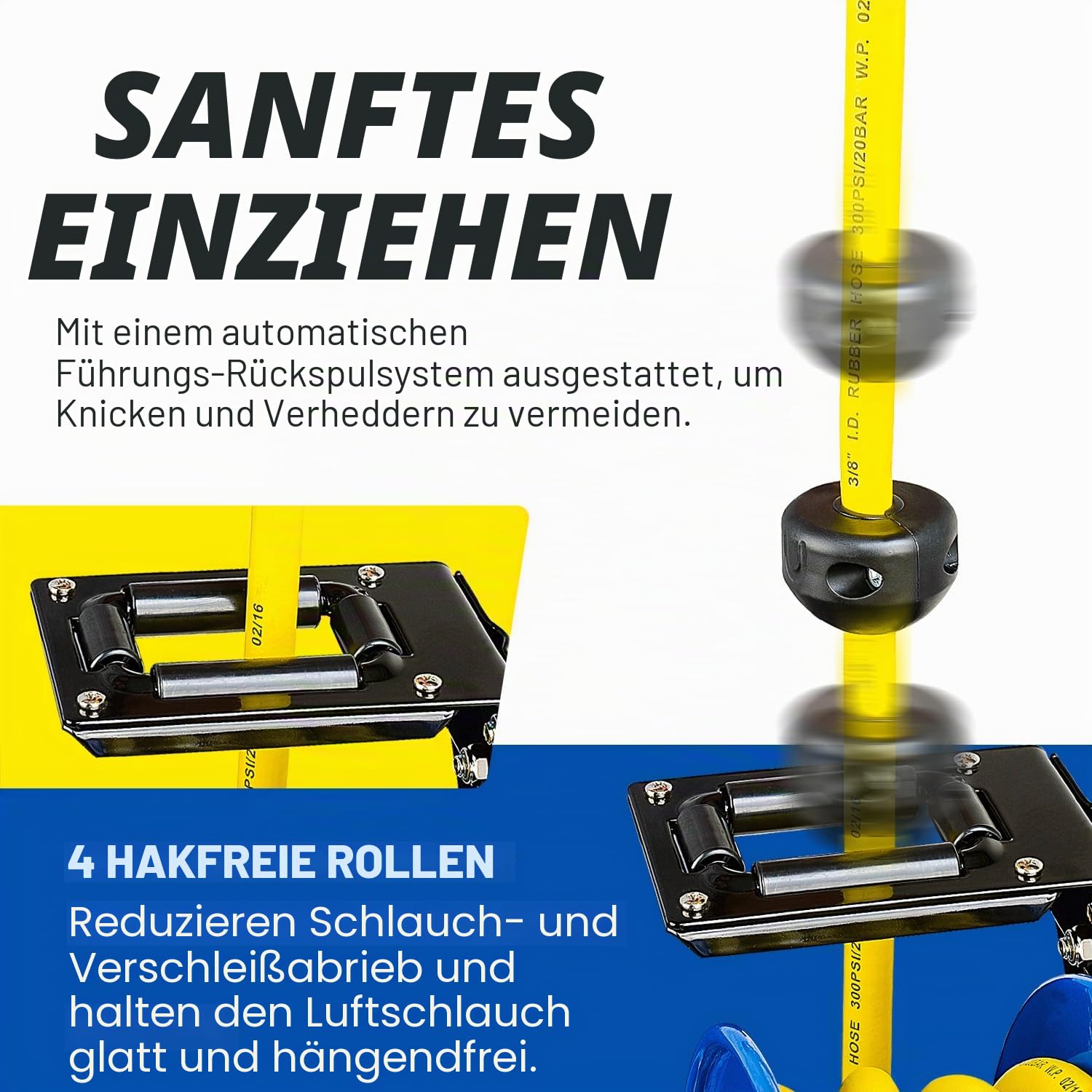 Goodyear Schlauchtrommel Stahl Einziehbare Air Compressor Schlauchaufroller mit 9,5mm × 15m schlauchaufroller automatik Luftschlauchtrommel