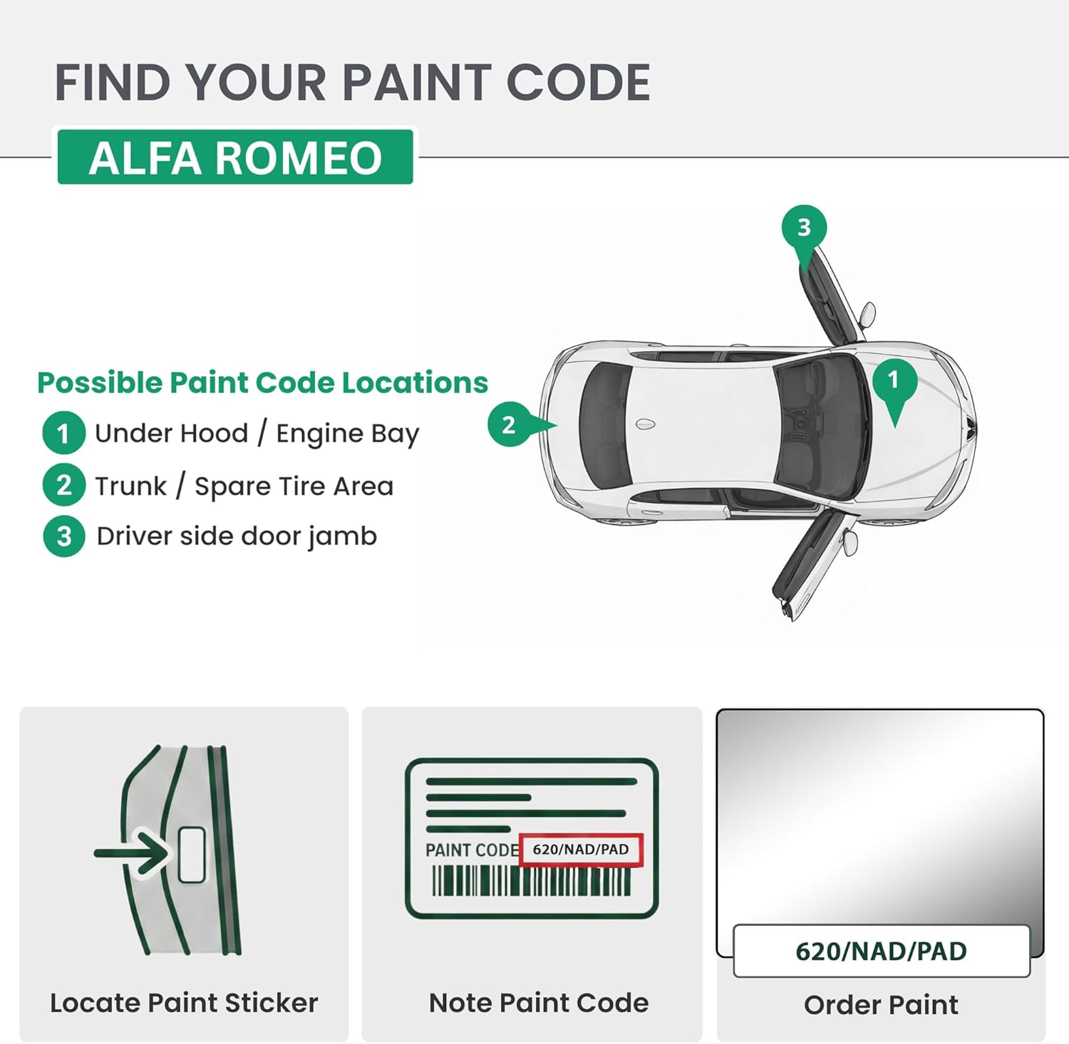 ERA Paints - 620/NAD/PAD - Argento Alfa Metallic for ALFA ROMEO Exact OEM Color Match Automotive Touch Up Paint for Cars - Scratch & Chip Repair for Metal & Plastic - Premium Kit - Made in USA