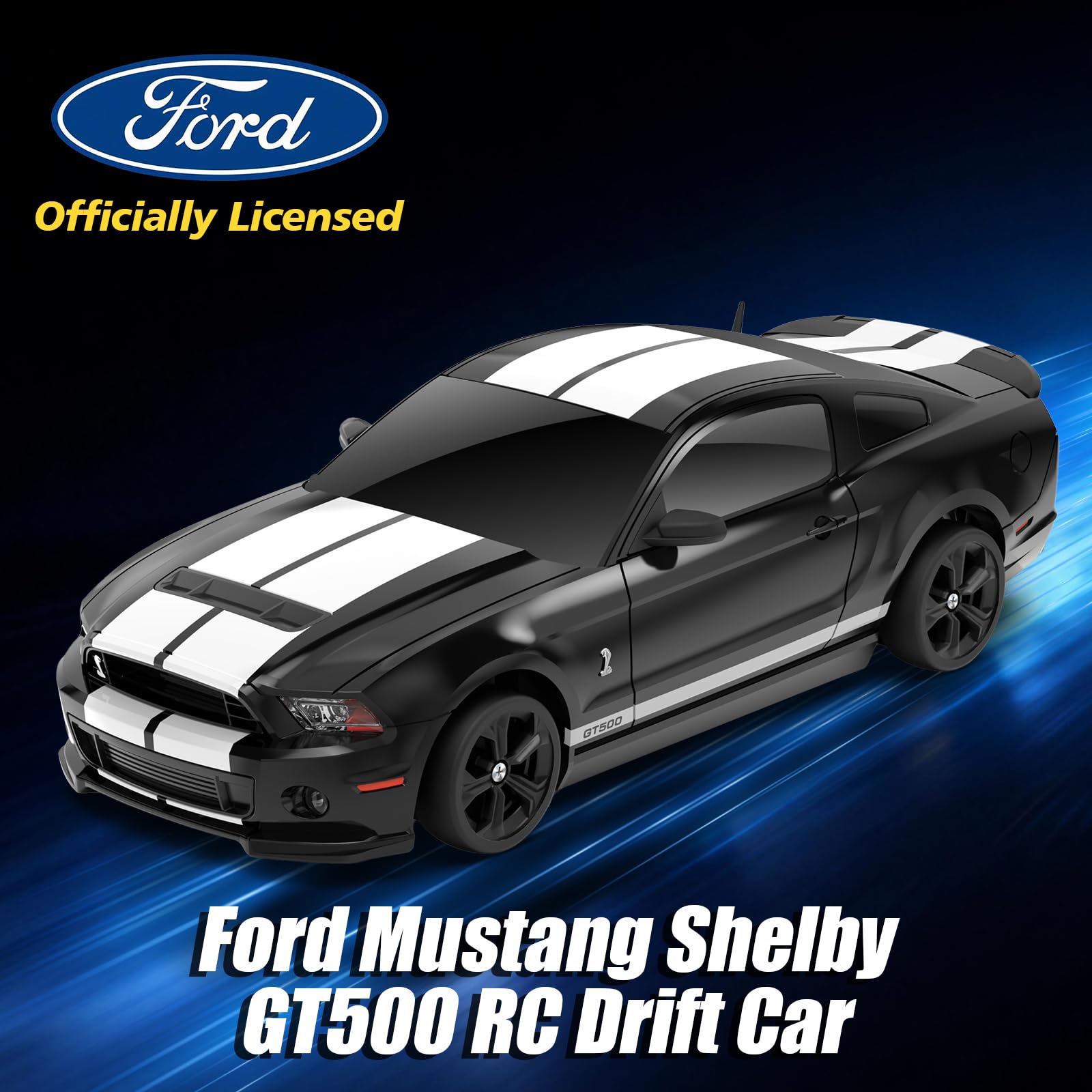 YONCHER Macchina Telecomandata, RC Drift Car per Bambini, Ford Mustang Shelby GT500 con licenza ufficiale, 1:24 20KM/H 4WD Macchine Telecomandate, Radiocomandata Auto per Adulta