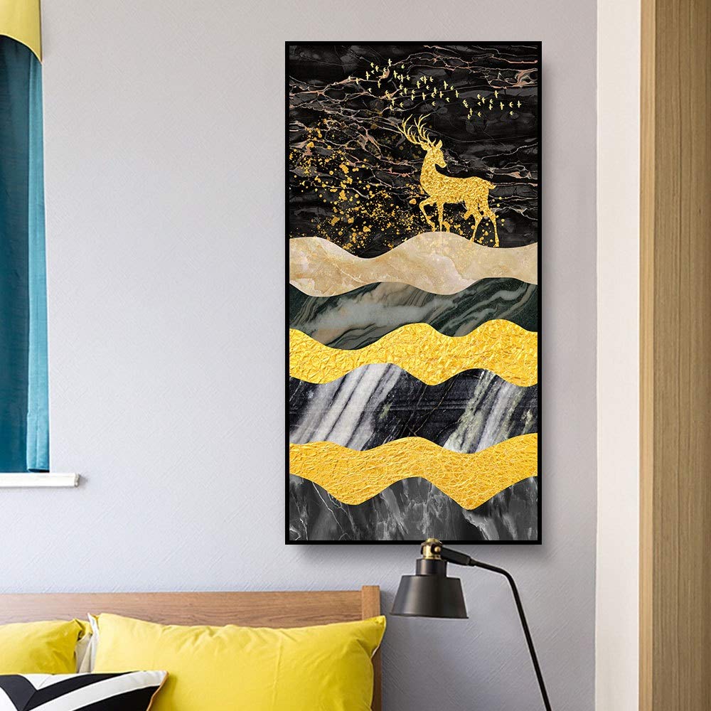 Classic Mural Nordic Modern Black Elk Porch Decorative Painting Vertical Aisle Wall Surviving Room Bedroom Dining Room Wall Painting Pumping Halcyon Deer Wall Painting 80 * 40cm Top Grade Mural