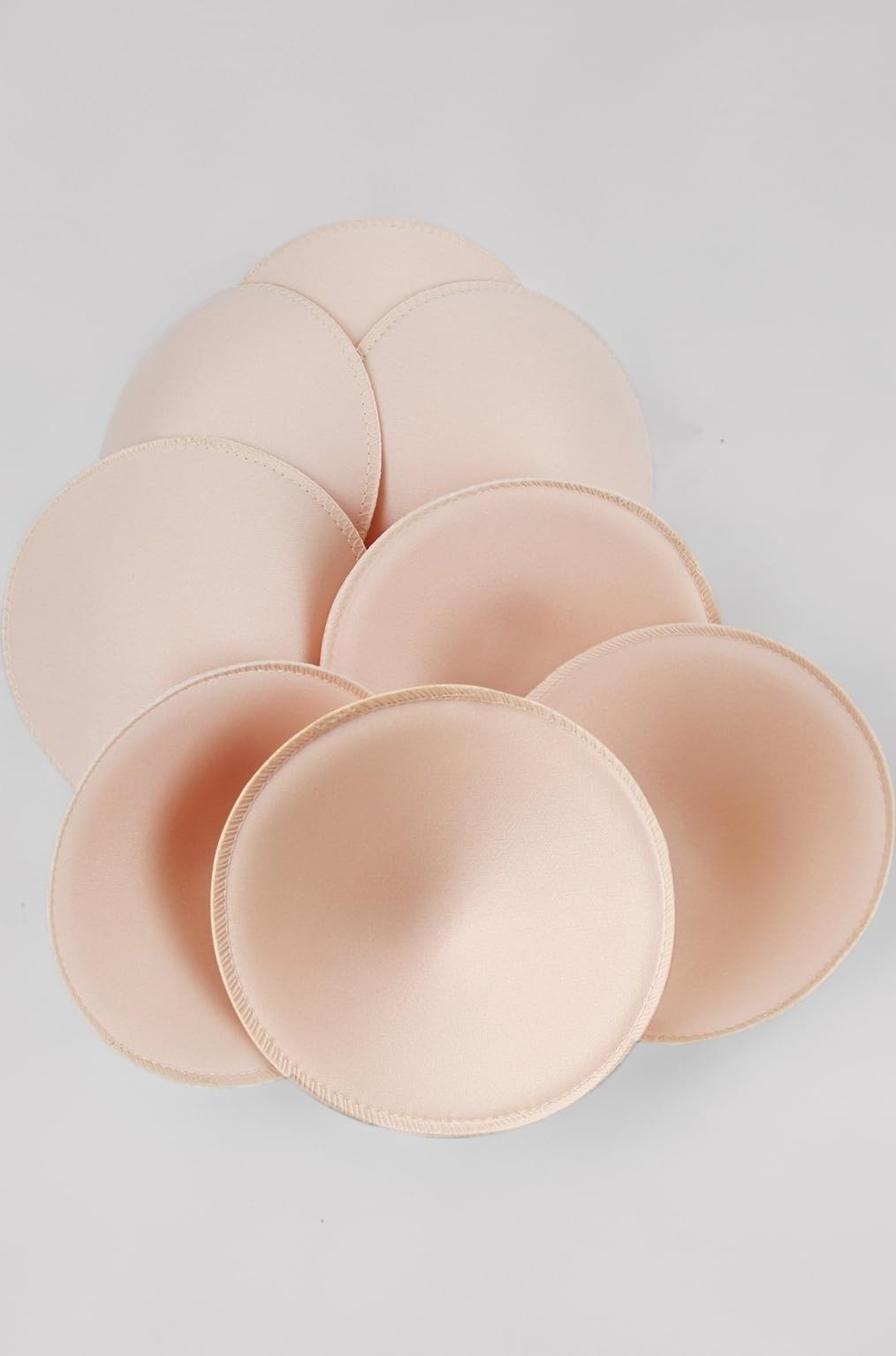 SERMICLE Women Cotton Bra Inserts 4 Pairs,Vekey Bra Pads Sewed Stitched Removable for Sports Bra B/C & C/D Cup Optional (C/D Cup, Beige Round)