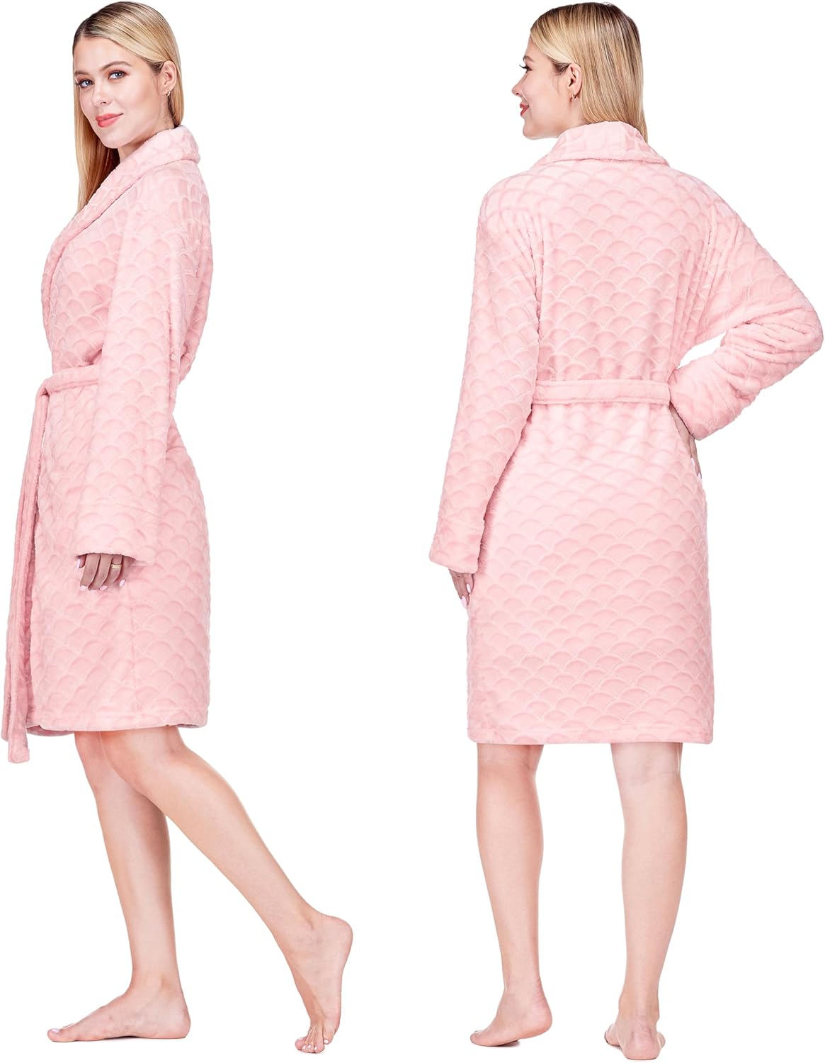 PAVILIA Womens Robes Kimono, Knee Length Plush Fluffy Winter Shower Bathrobe, Soft Fuzzy Cozy Warm with Pockets - Image 2