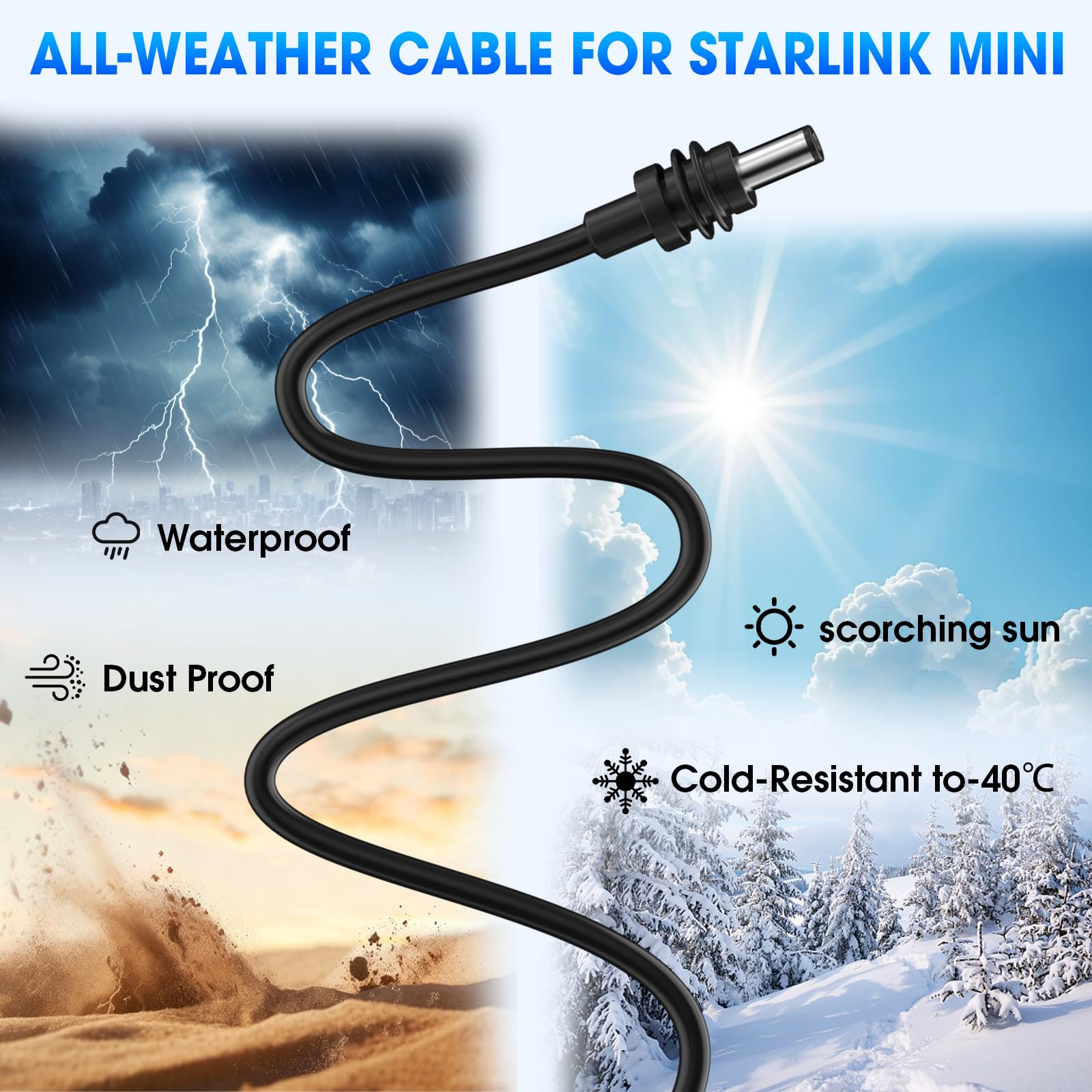 Starlink - Mini cargador de coche de 105 W, 12 V/24 V a 30 V CC-CC, salida regulada estable de 30 V con voltímetro en tiempo real, cable de alimentación impermeable para sistema de satélite
